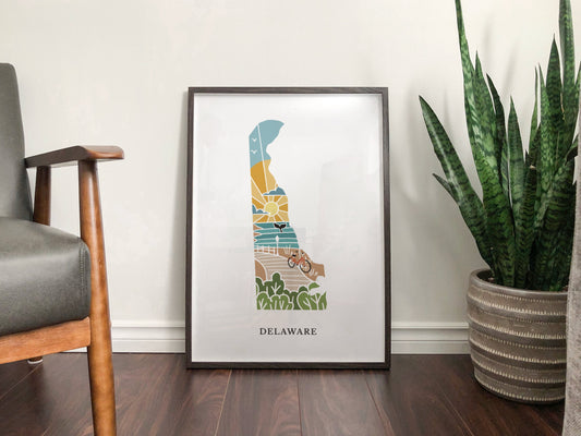 Delaware Physical Art Print | State Wall Art | 5x7, 8x10, 11x14, 16x20 Archival Art Print | Delaware Illustrated Poster