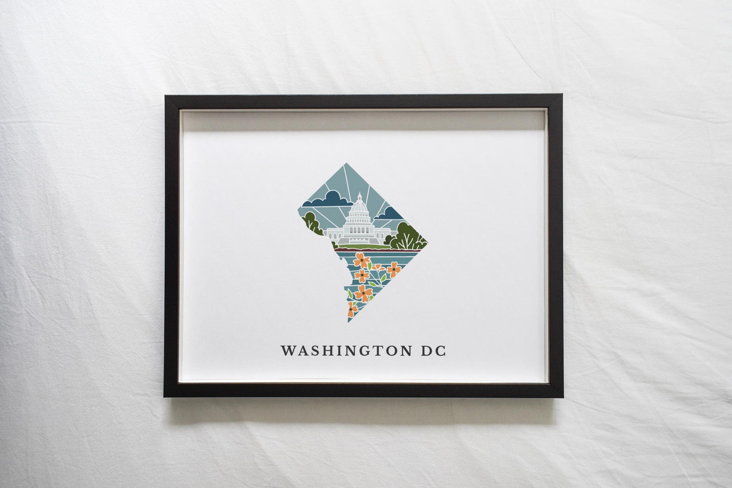 Washington DC Physical Art Print | State Wall Art | 5x7, 8x10, 11x14, 16x20 Archival Art Print | DC Illustrated Poster