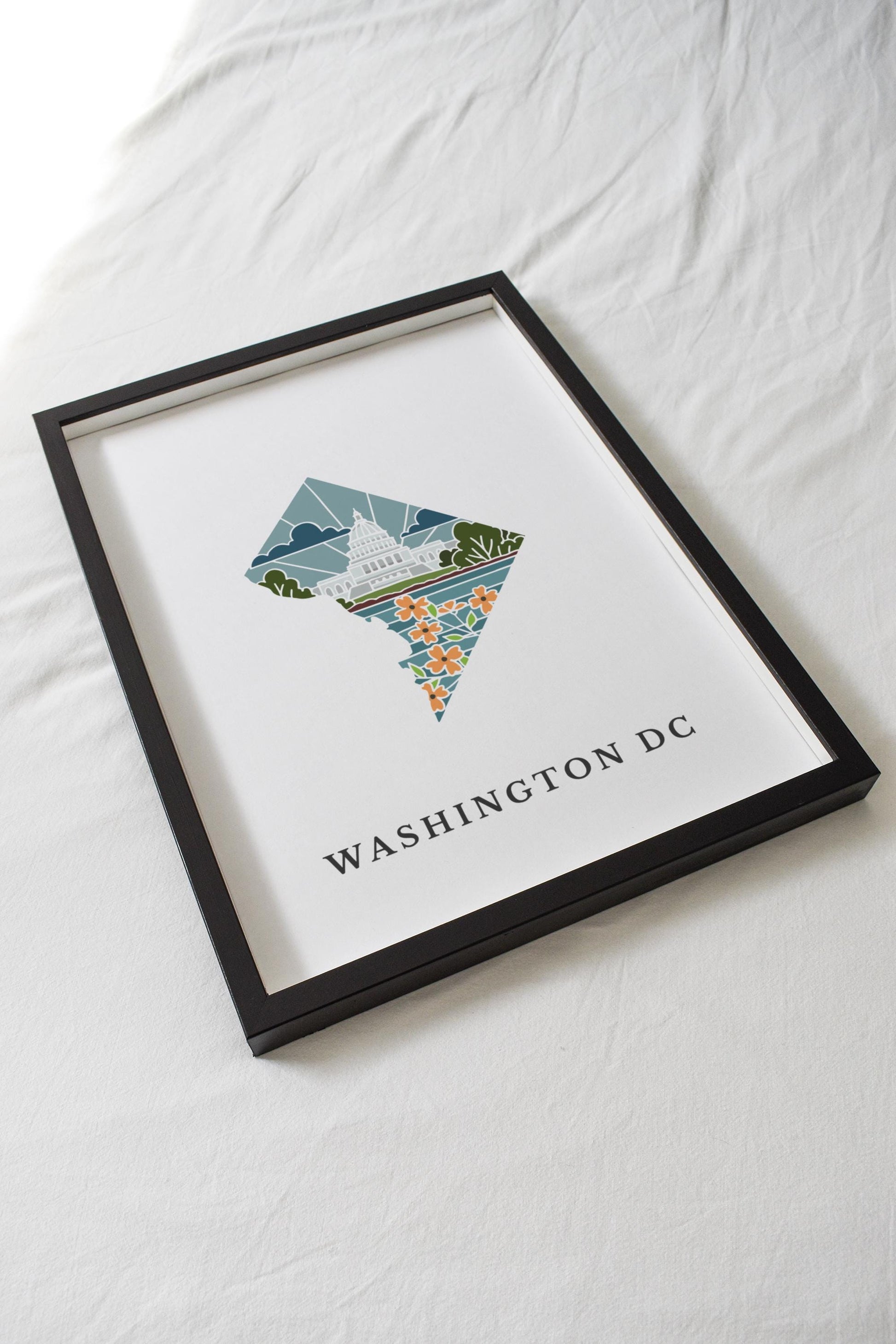 Washington DC Physical Art Print | State Wall Art | 5x7, 8x10, 11x14, 16x20 Archival Art Print | DC Illustrated Poster