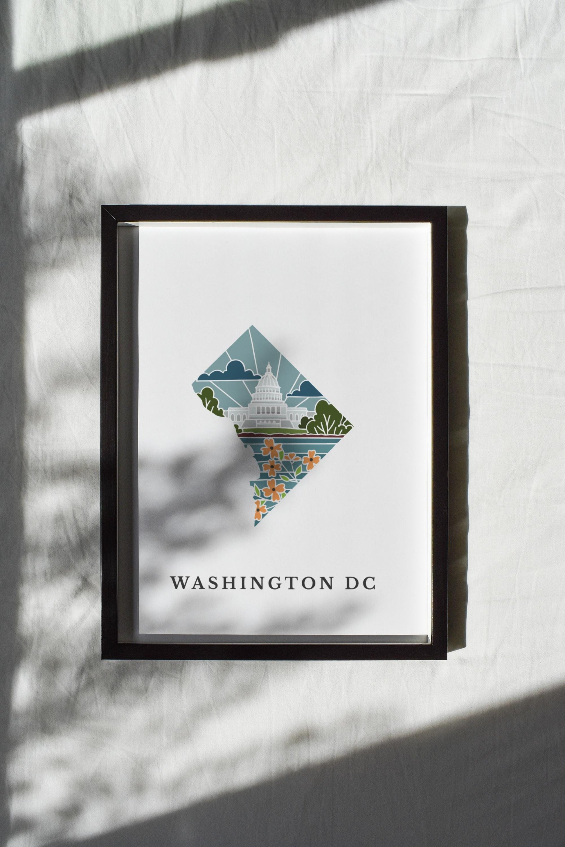 Washington DC Physical Art Print | State Wall Art | 5x7, 8x10, 11x14, 16x20 Archival Art Print | DC Illustrated Poster