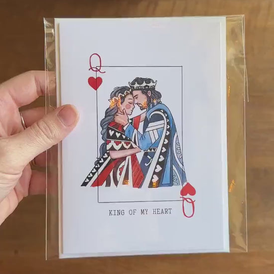King/Queen Of My Heart Greeting Card | Valentines Day Card | Love | Cards for him | Cards for her | Playing cards | Watercolor Illustrated