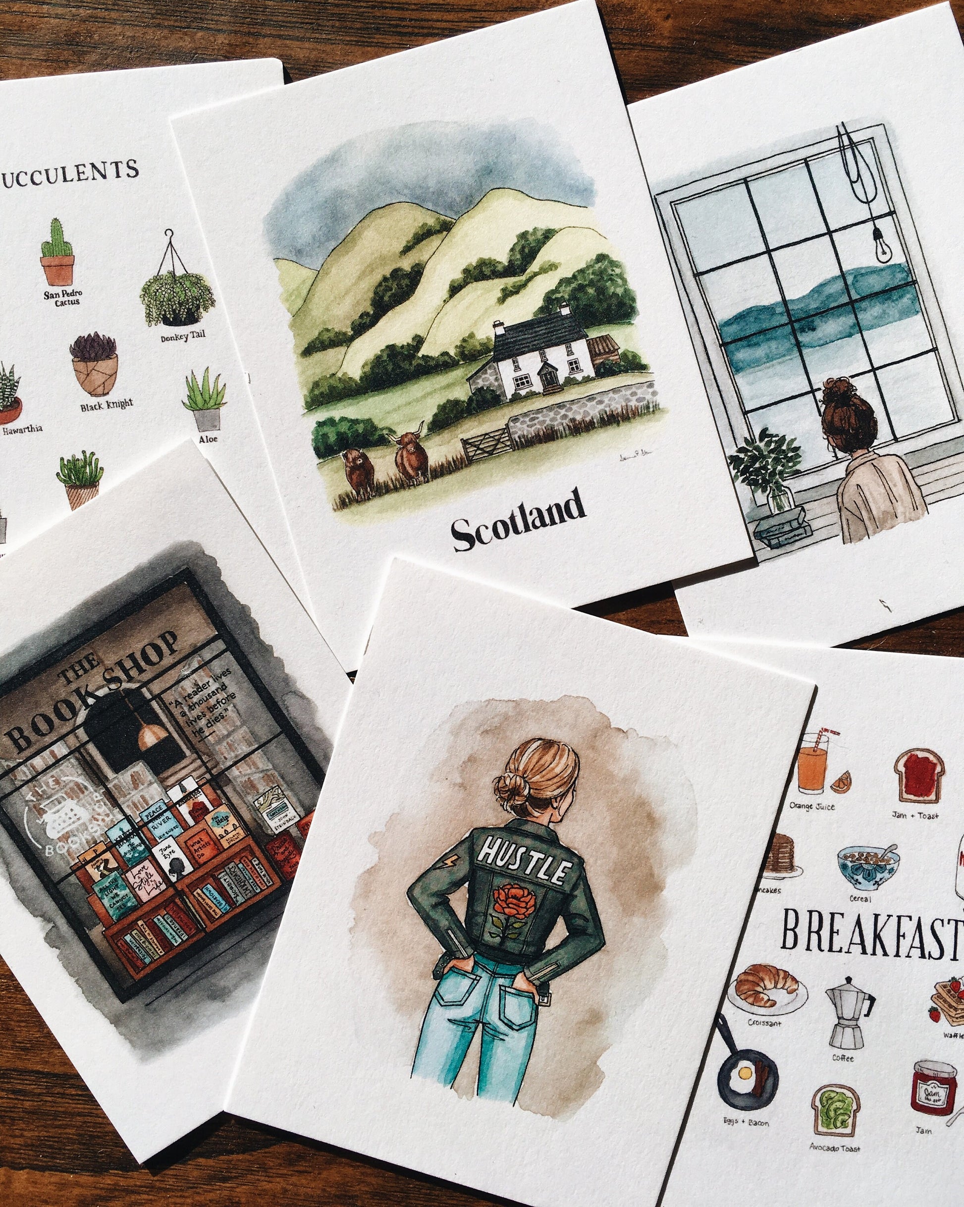 Illustrated Postcard Variety Set | Set of 6 Mix & Match | Watercolor Postcards | Mini Art Prints | Illustrated Stationary