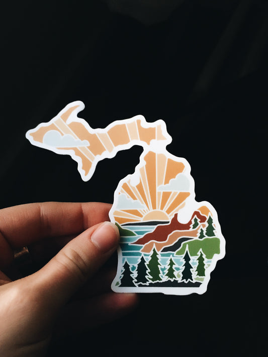 Michigan Weatherproof Sticker | Durable Vinyl Decal | Michigan Outline | State Sticker | Waterbottle Sticker | Bumper Sticker | 4"