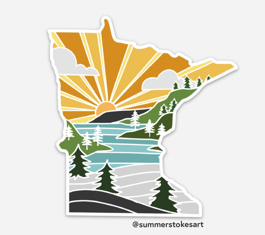 Minnesota Weatherproof Sticker | Durable Vinyl Decal | High Quality State Sticker | Outdoor Sticker | Minnesota Gift | Bumper Sticker | 4"