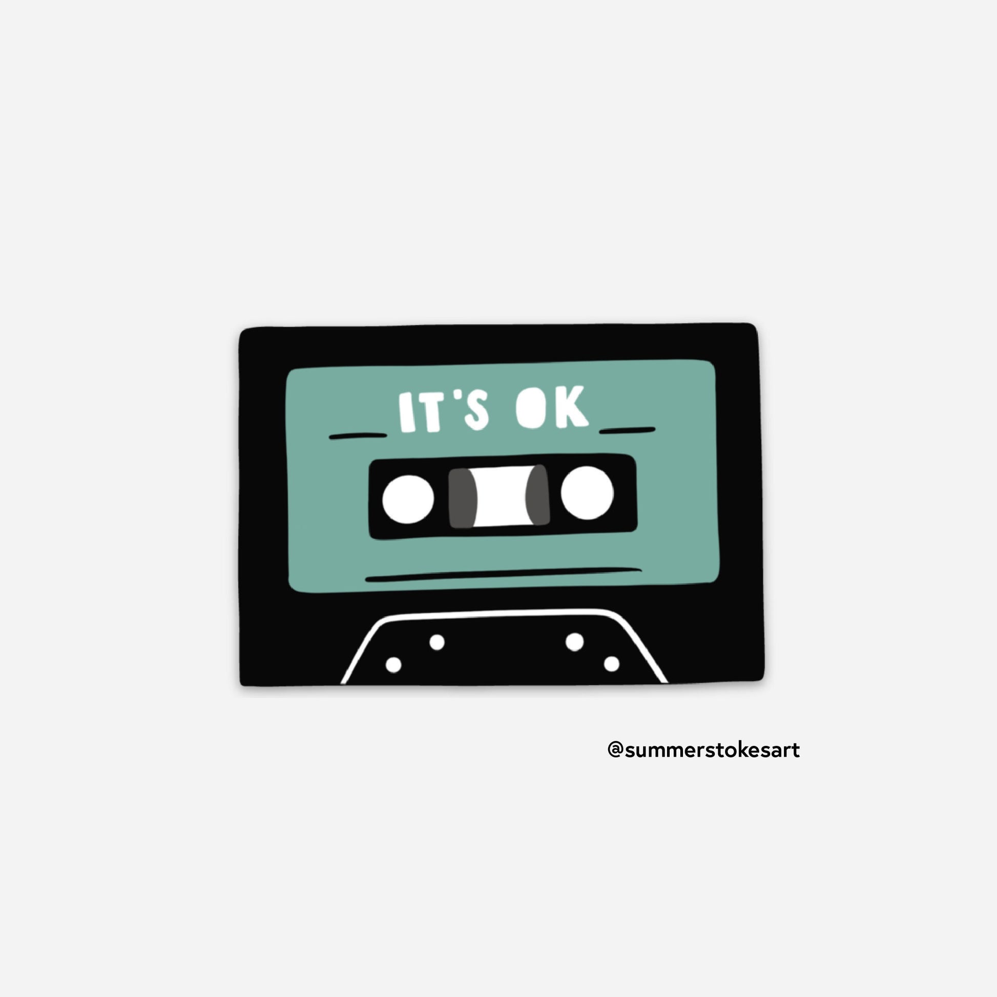 Cassette Tape Weatherproof, Durable Sticker | Bumper Sticker | Vinyl Decal | Waterbottle Sticker | Laptop decal | Music Lover Gift | It's Ok
