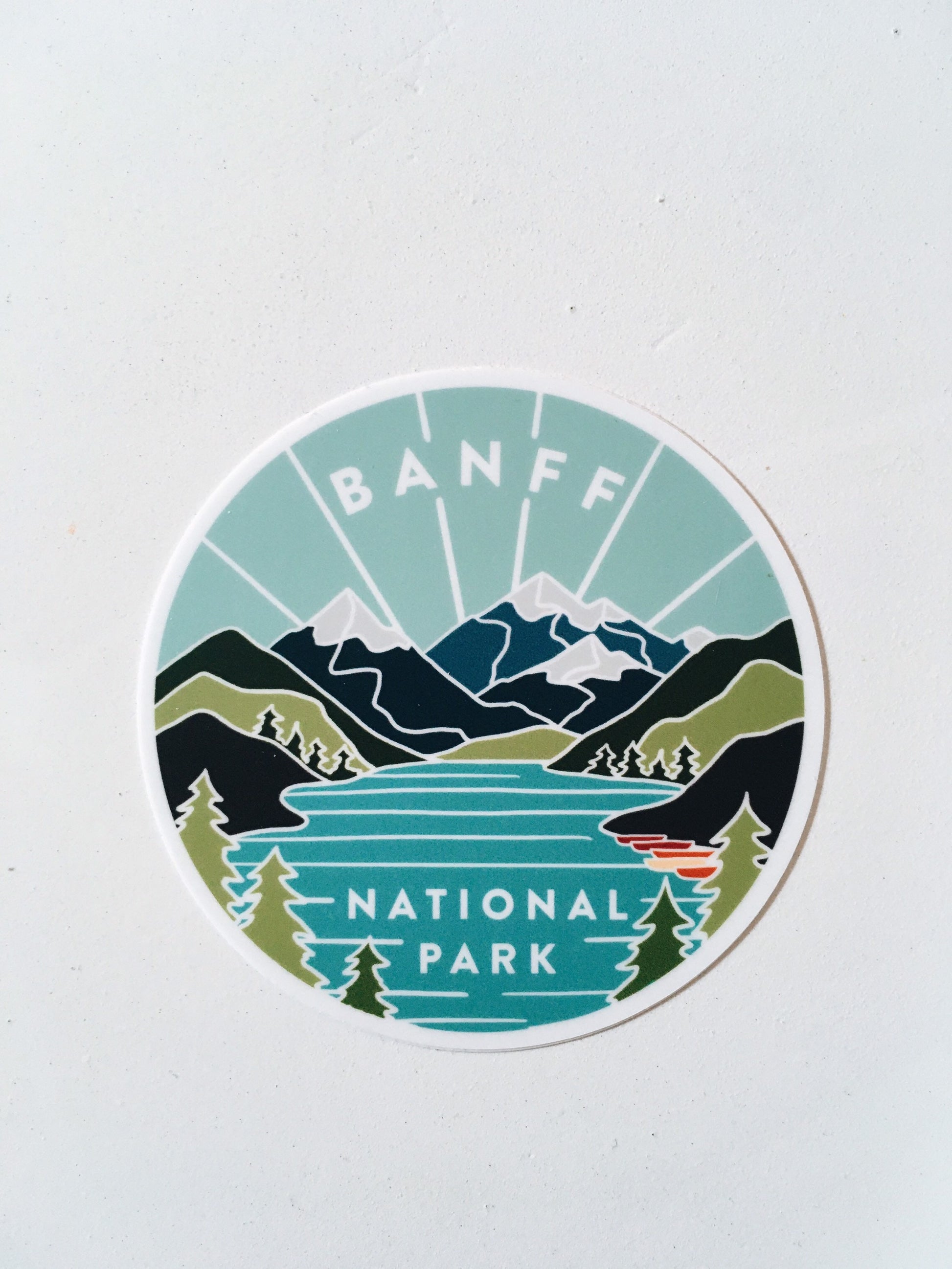 Banff Weatherproof Sticker | Durable, Outdoor Vinyl Decal | Illustrated Banff National Park | Canada | Outdoor Sticker | Outdoorsy Gift