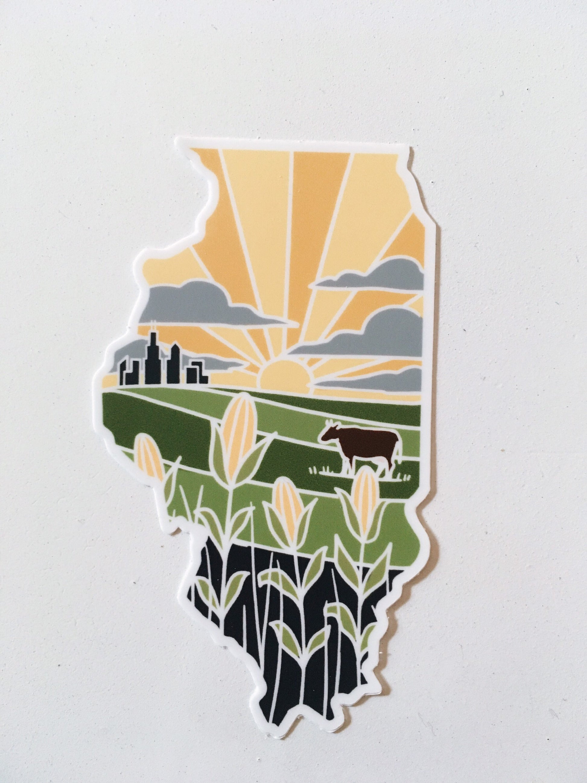 Illinois Weatherproof Durable Sticker | Illinois Outline | Illustrated State Sticker | Vinyl Decal | Outdoor Sticker | Bumper Sticker | 4"