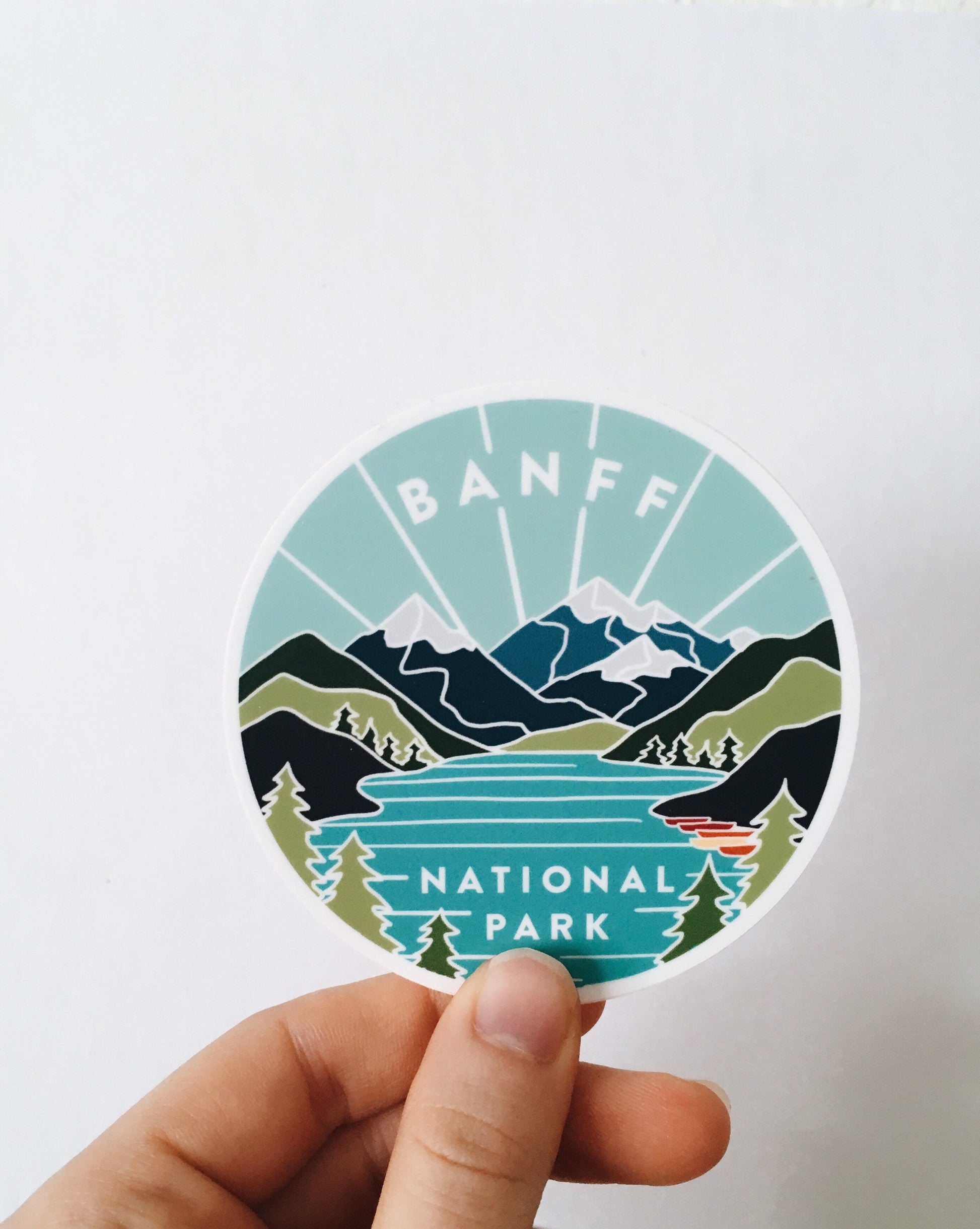 Banff Weatherproof Sticker | Durable, Outdoor Vinyl Decal | Illustrated Banff National Park | Canada | Outdoor Sticker | Outdoorsy Gift