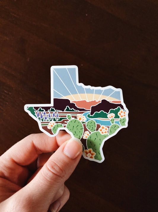 Texas Car Magnet | Illustrated Weatherproof State Magnet | Outdoorsy Magnet | Texas Gift | Car Magnet | Fridge Magnet