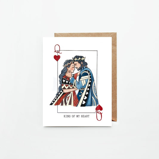 King/Queen Of My Heart Greeting Card | Valentines Day Card | Love | Cards for him | Cards for her | Playing cards | Watercolor Illustrated