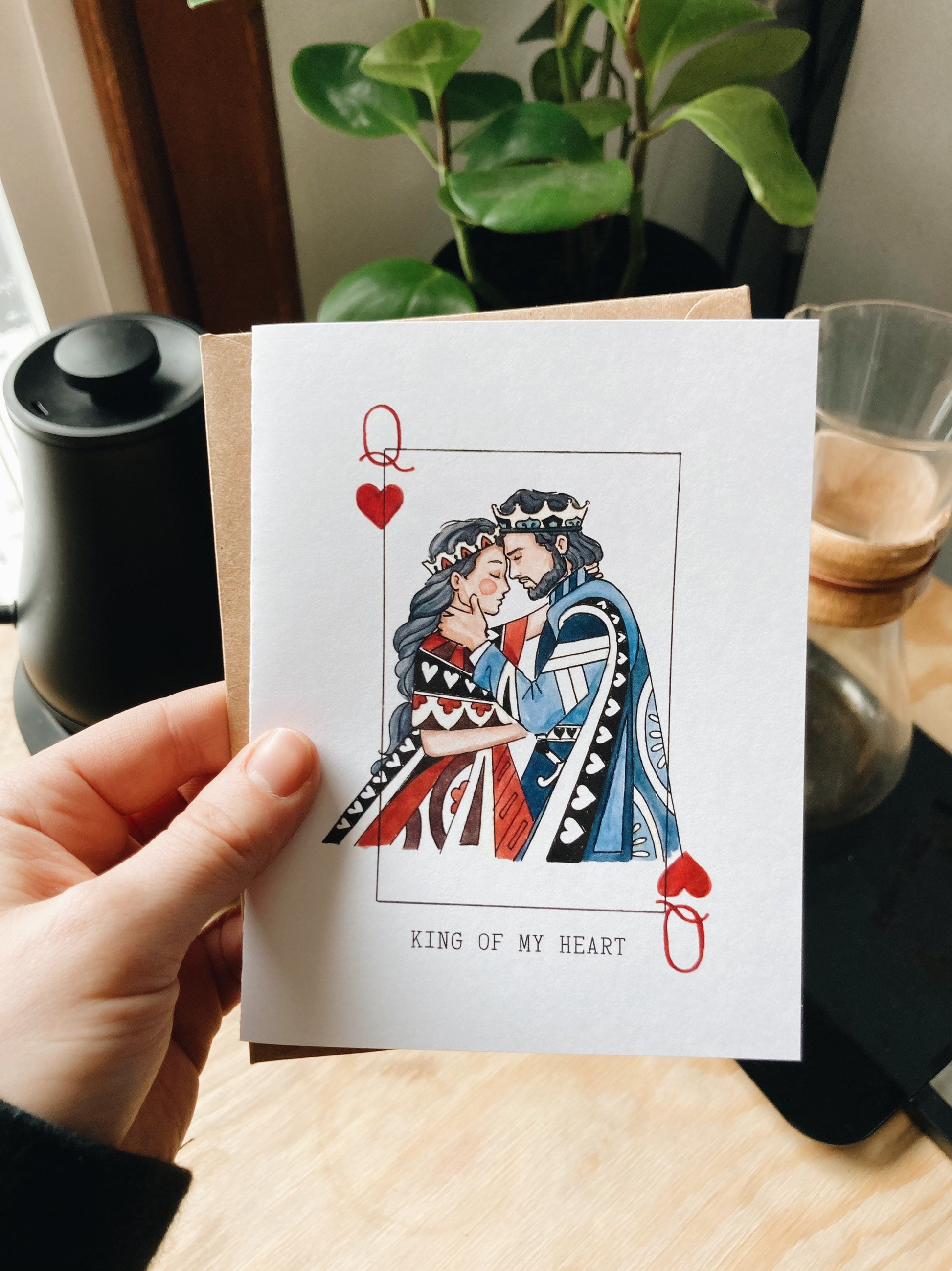 King/Queen Of My Heart Greeting Card | Valentines Day Card | Love | Cards for him | Cards for her | Playing cards | Watercolor Illustrated