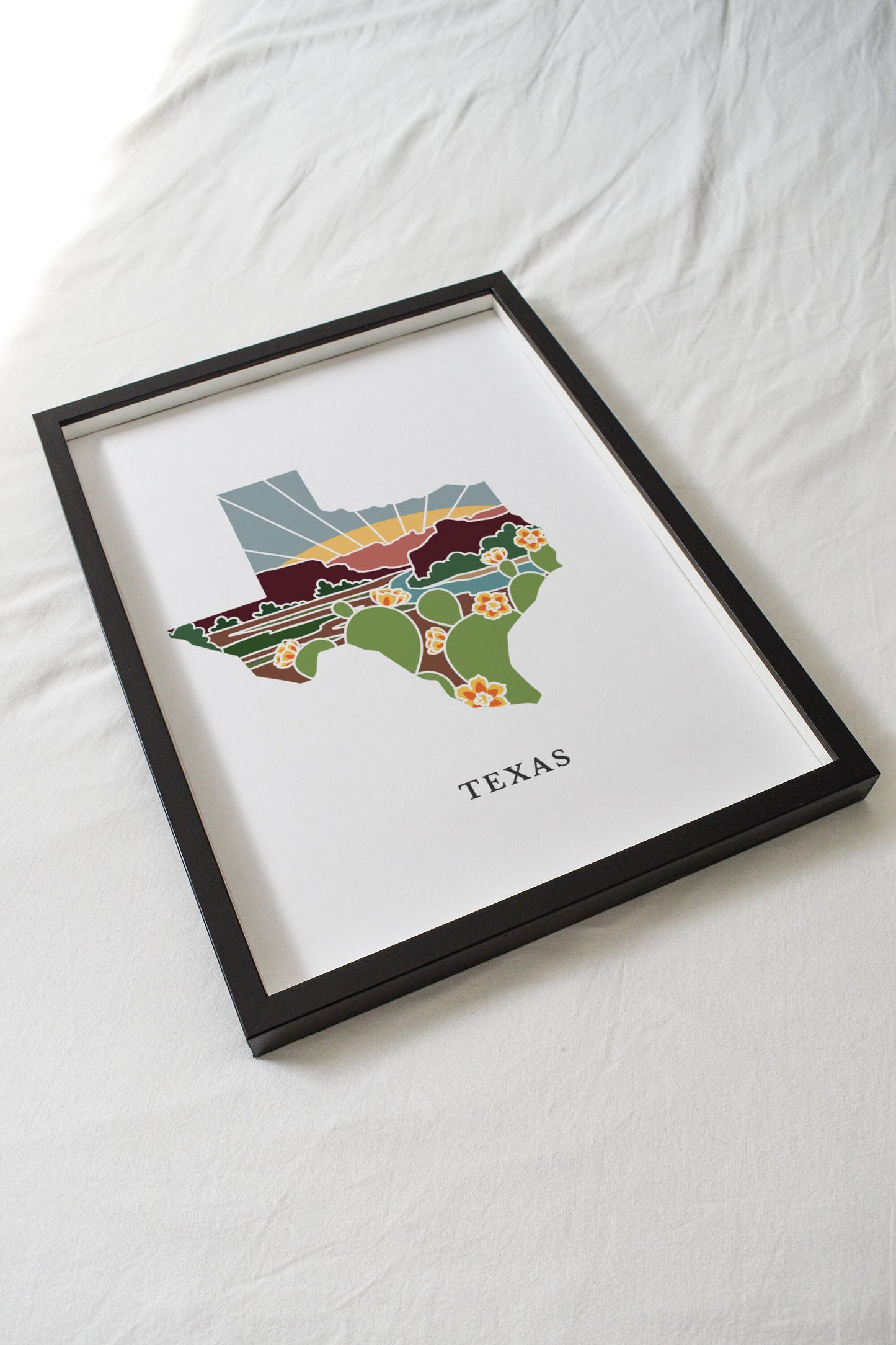 Texas Art Print | State Wall Art | 5x7, 8x10, 11x14, 16x20 Archival Art Print | TX Outline Poster | Texas Illustration