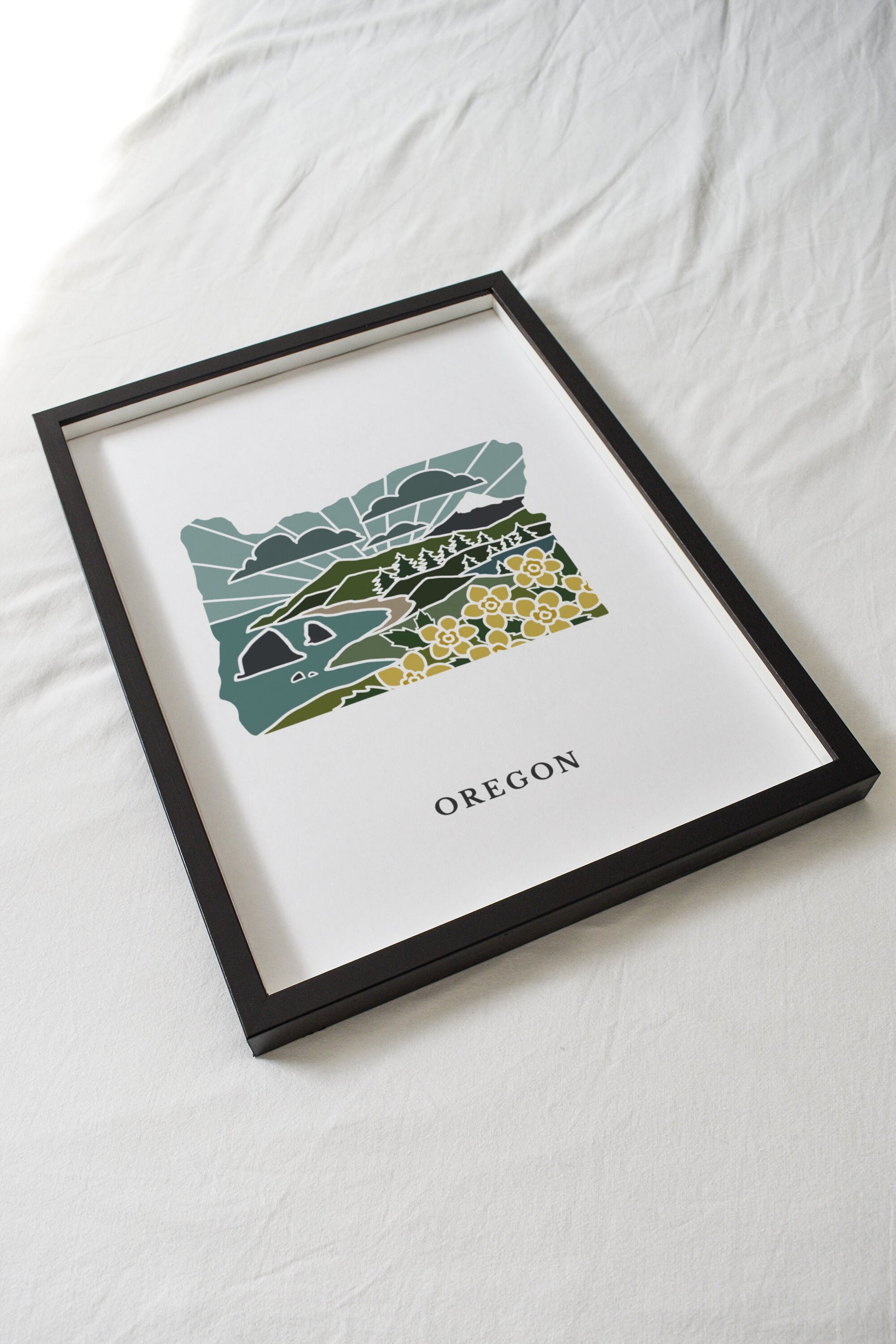 Oregon Art Print | State Wall Art | 5x7, 8x10, 11x14, 16x20 Archival Art Print | OR Outline Poster | Oregon Illustration