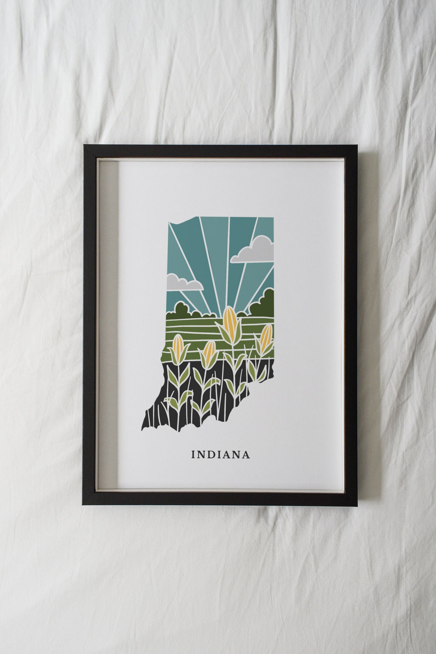 Indiana Art Print | State Wall Art | 5x7, 8x10, 11x14, 16x20 Archival Art Print | IN Outline Poster | Indiana Illustration