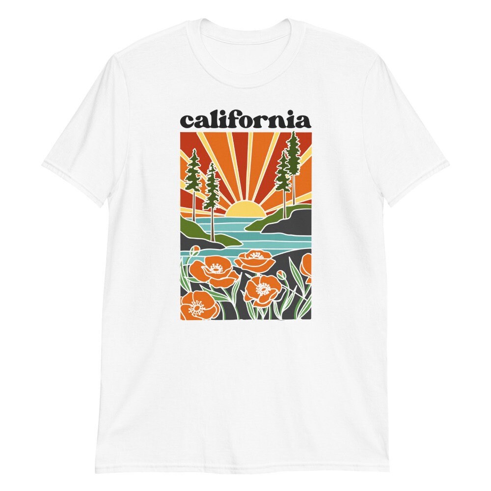 California Poppy T-shirt | Outdoorsy Graphic Tee | Unisex California Tee | Unisex Basic Softstyle | California Gift | California Apparel