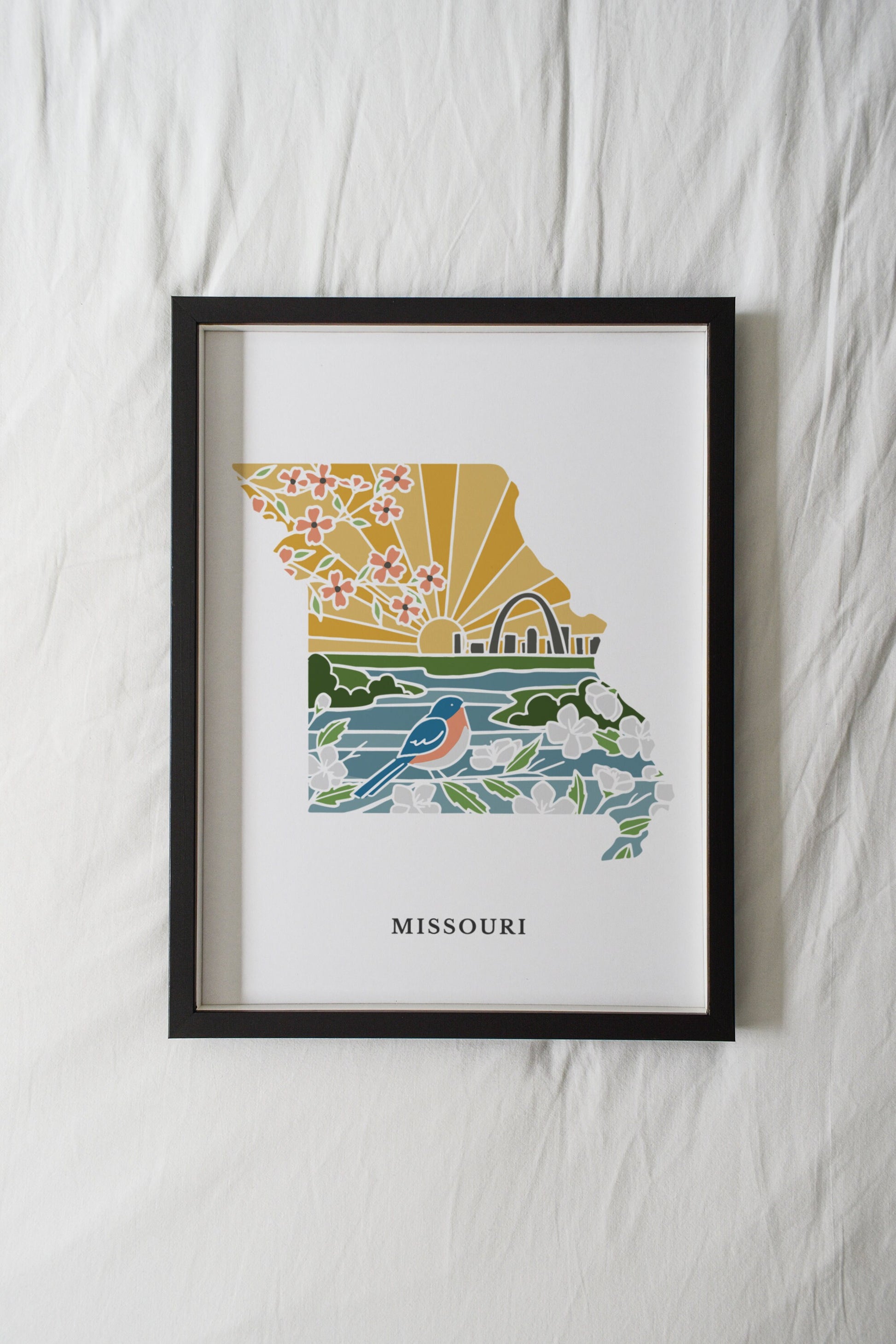 Missouri Physical Art Print | State Wall Art | 5x7, 8x10, 11x14, 16x20 Archival Art Print | Missouri Illustrated Poster