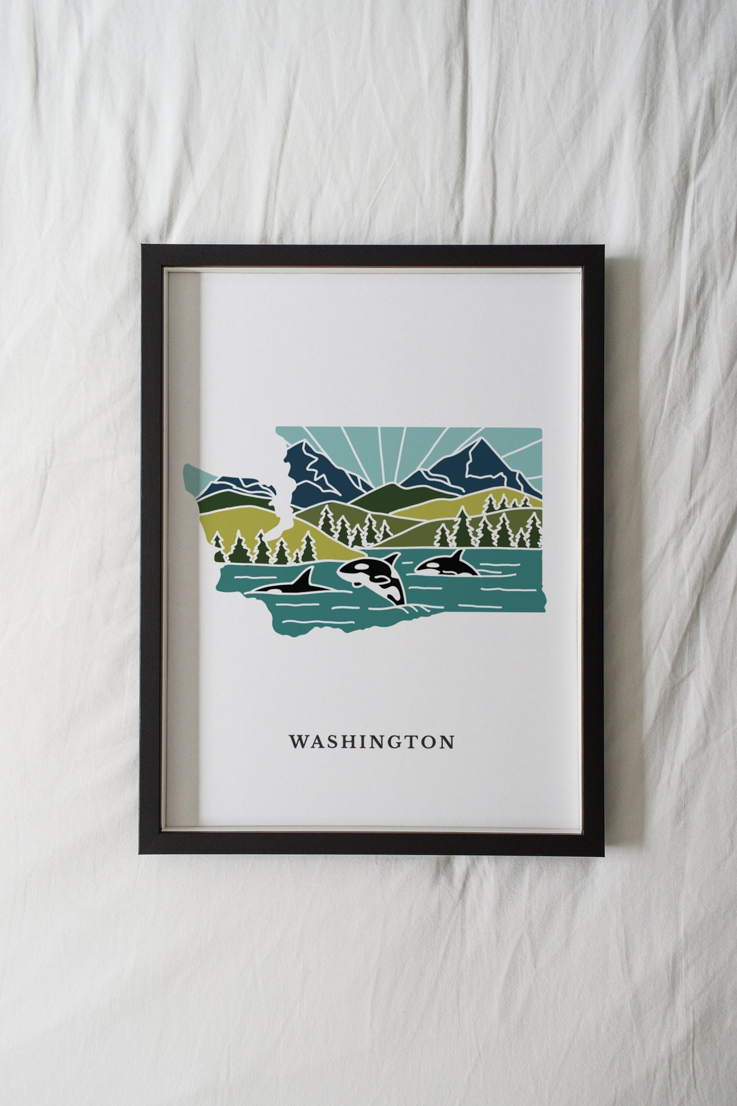 Washington Art Print | State Wall Art | 5x7, 8x10, 11x14, 16x20 Archival Art Print | WA Outline Poster | Washington Illustration