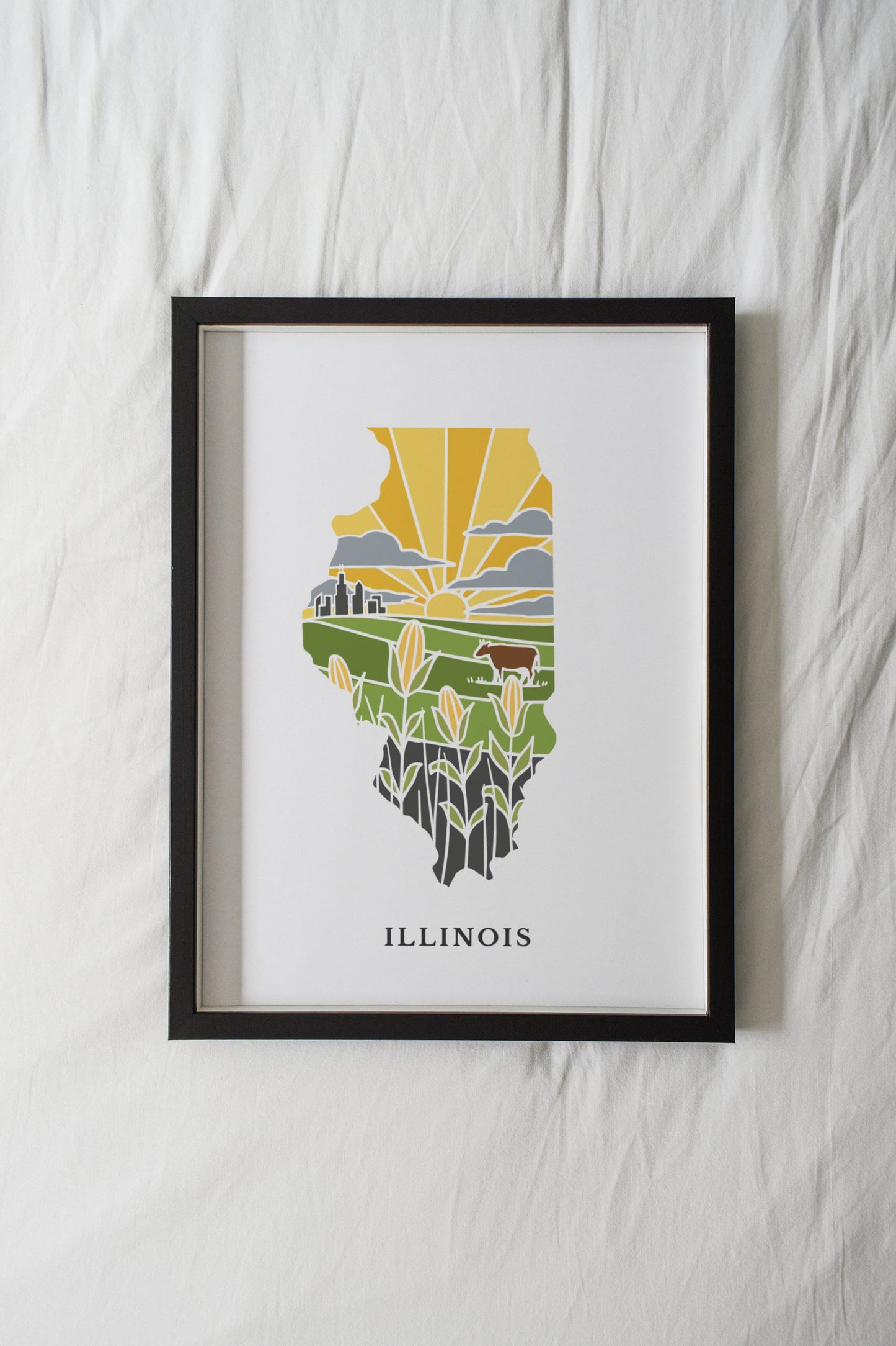 Illinois Physical Art Print | State Wall Art | 5x7, 8x10, 11x14, 16x20" Archival Art Print | Illinois Illustrated Poster