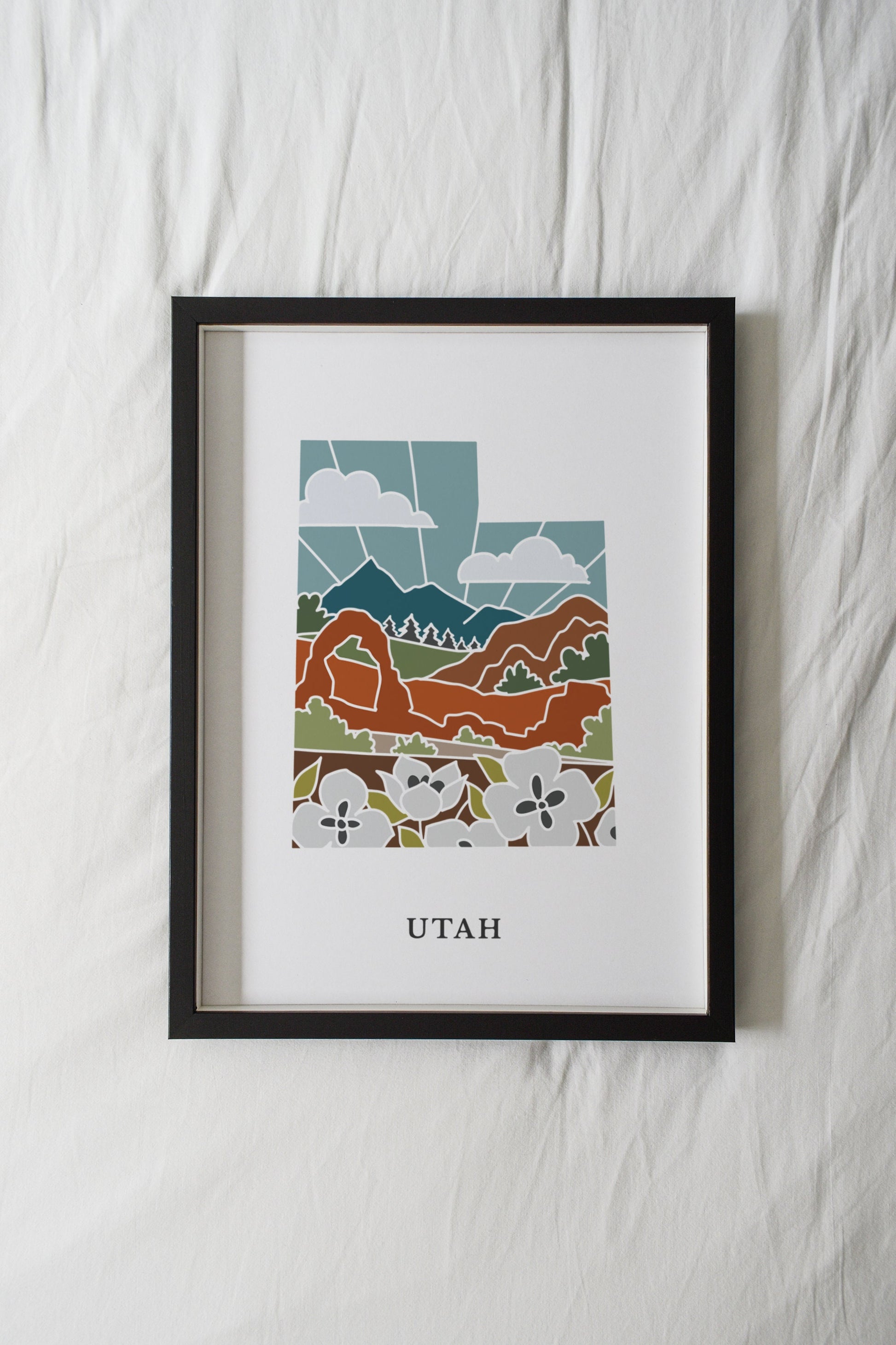 Utah Physical Art Print | State Wall Art | 5x7, 8x10, 11x14, 16x20 Archival Art Print | Utah Illustrated Poster