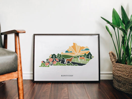 Kentucky Physical Art Print | State Wall Art | 5x7, 8x10, 11x14, 16x20" Archival Art Print | Kentucky Illustrated Poster