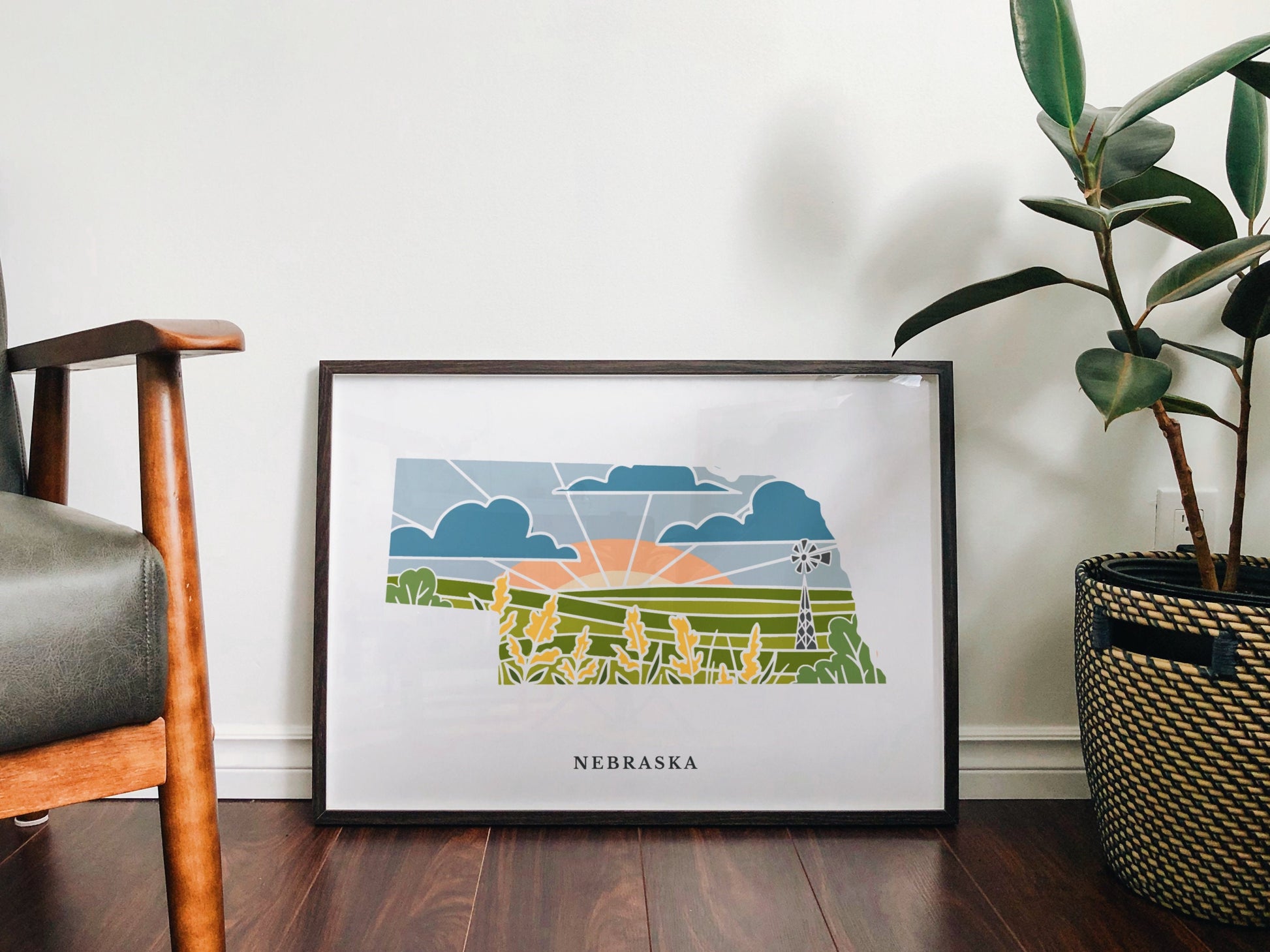 Nebraska Physical Art Print | United States Wall Art | 5x7, 8x10, 11x14, 16x20 Archival Art Print | Nebraska Illustrated Poster