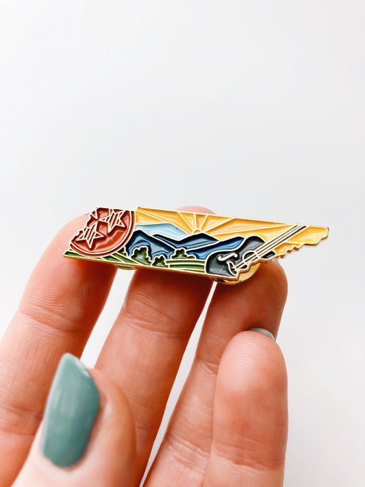Tennessee Enamel Pin | Gold Soft Enamel Pin | Illustrated United State Pin | Butterfly Clasp | 1.25"