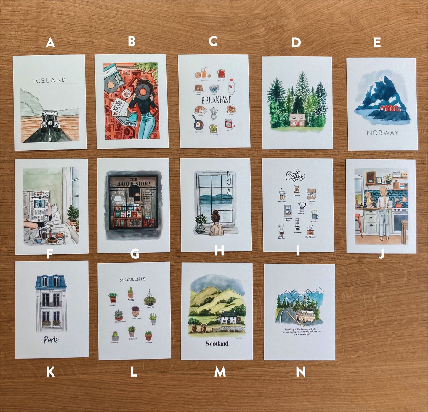 Illustrated Postcard Variety Set | Set of 6 | Mix & Match | Watercolor Postcards | Mini Art Prints | Illustrated Stationary
