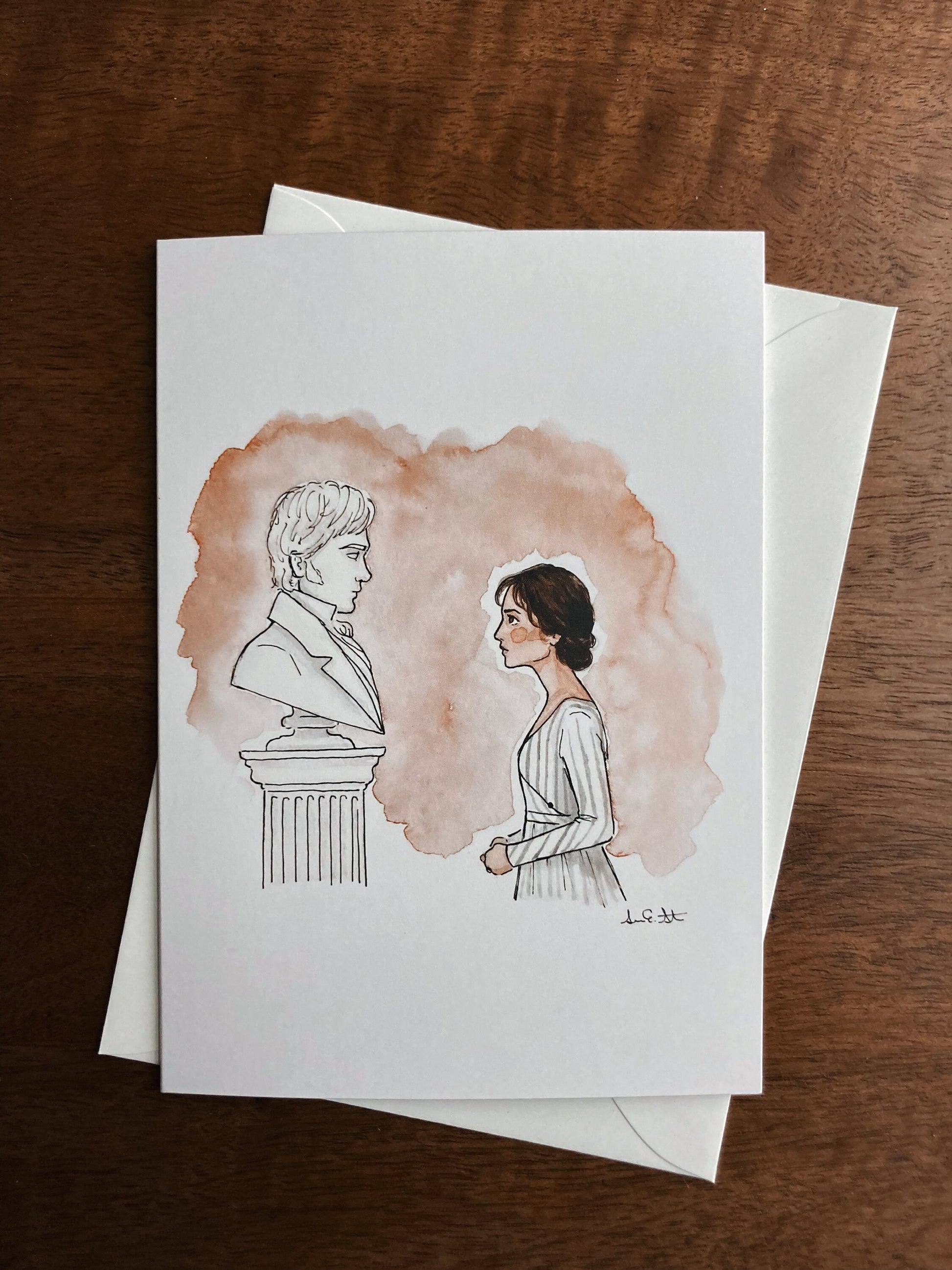 Pride & Prejudice Greeting Card | Jane Austen Watercolor | Blank Stationary | Literary Greeting Card | Elizabeth and Darcy | Individual Card