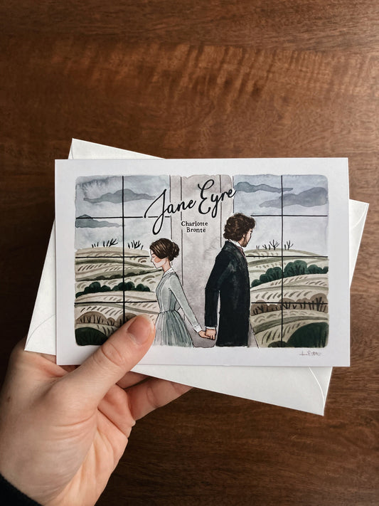 Jane Eyre Greeting Card | Charlotte Bronte Watercolor | Blank Stationary | Literary Greeting Card | Jane and Rochester | Individual Card