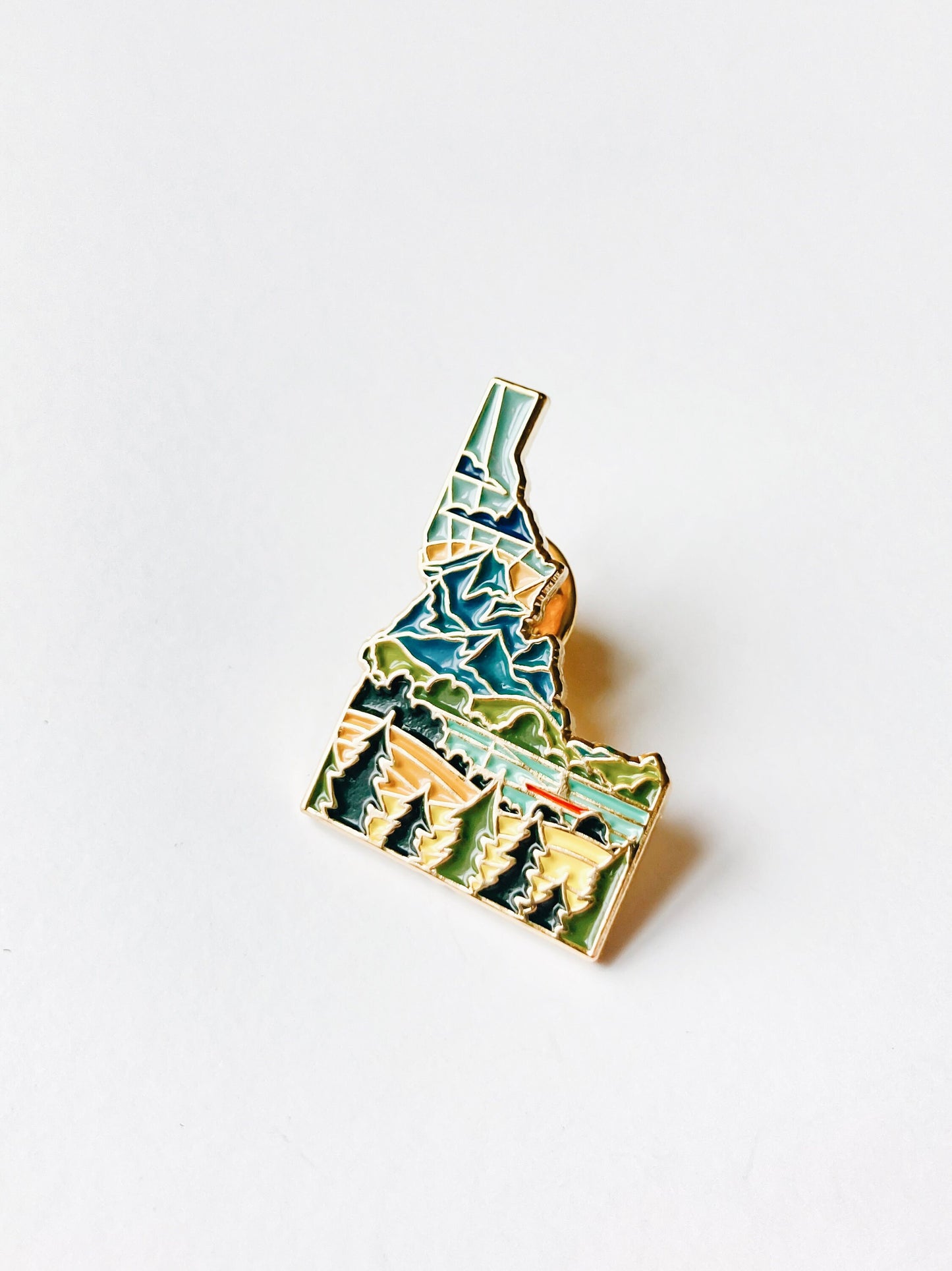 Idaho Enamel Pin | Gold Soft Enamel Pin | Illustrated United State Pin | Butterfly Clasp | 1.25"
