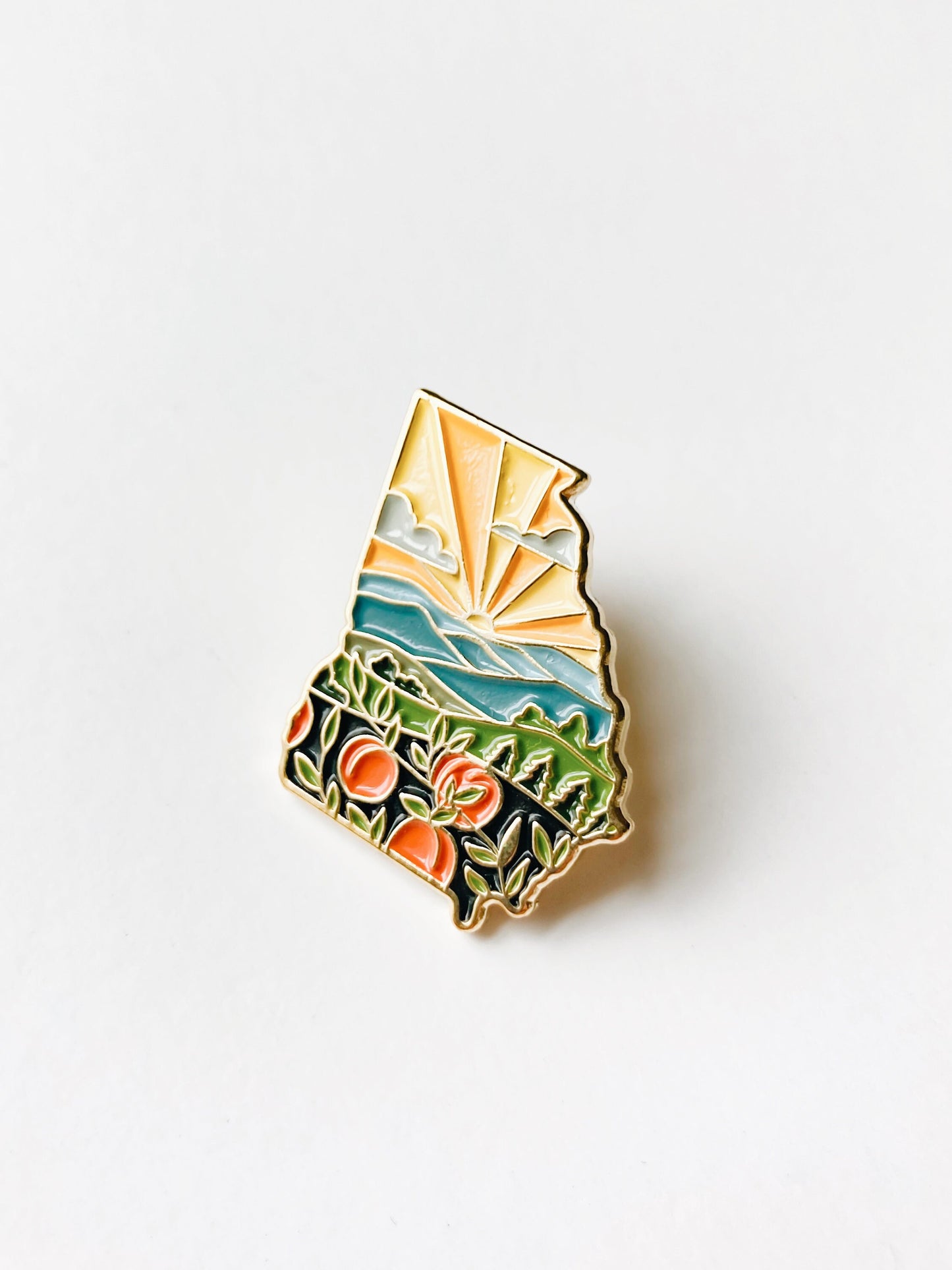 Georgia Enamel Pin | Gold Soft Enamel Pin | Illustrated United State Pin | Butterfly Clasp | 1.25"