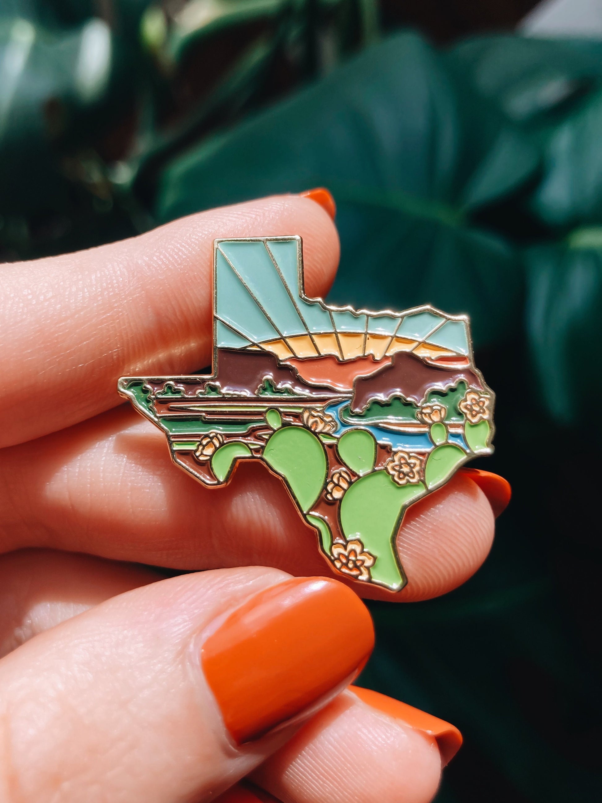 Texas Enamel Pin | Gold Soft Enamel Pin | Illustrated United State Pin | Butterfly Clasp | 1.25"