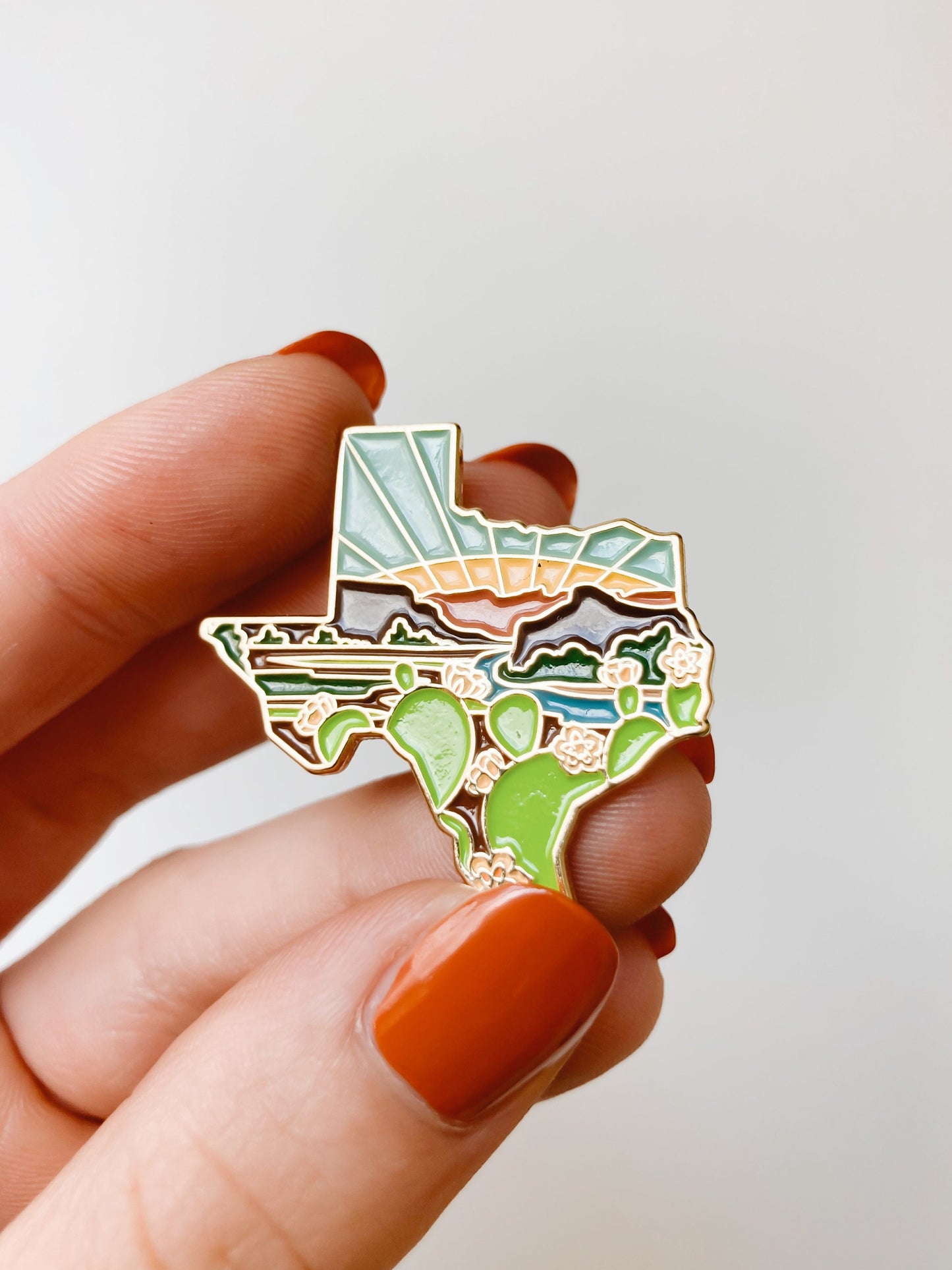 Texas Enamel Pin | Gold Soft Enamel Pin | Illustrated United State Pin | Butterfly Clasp | 1.25"