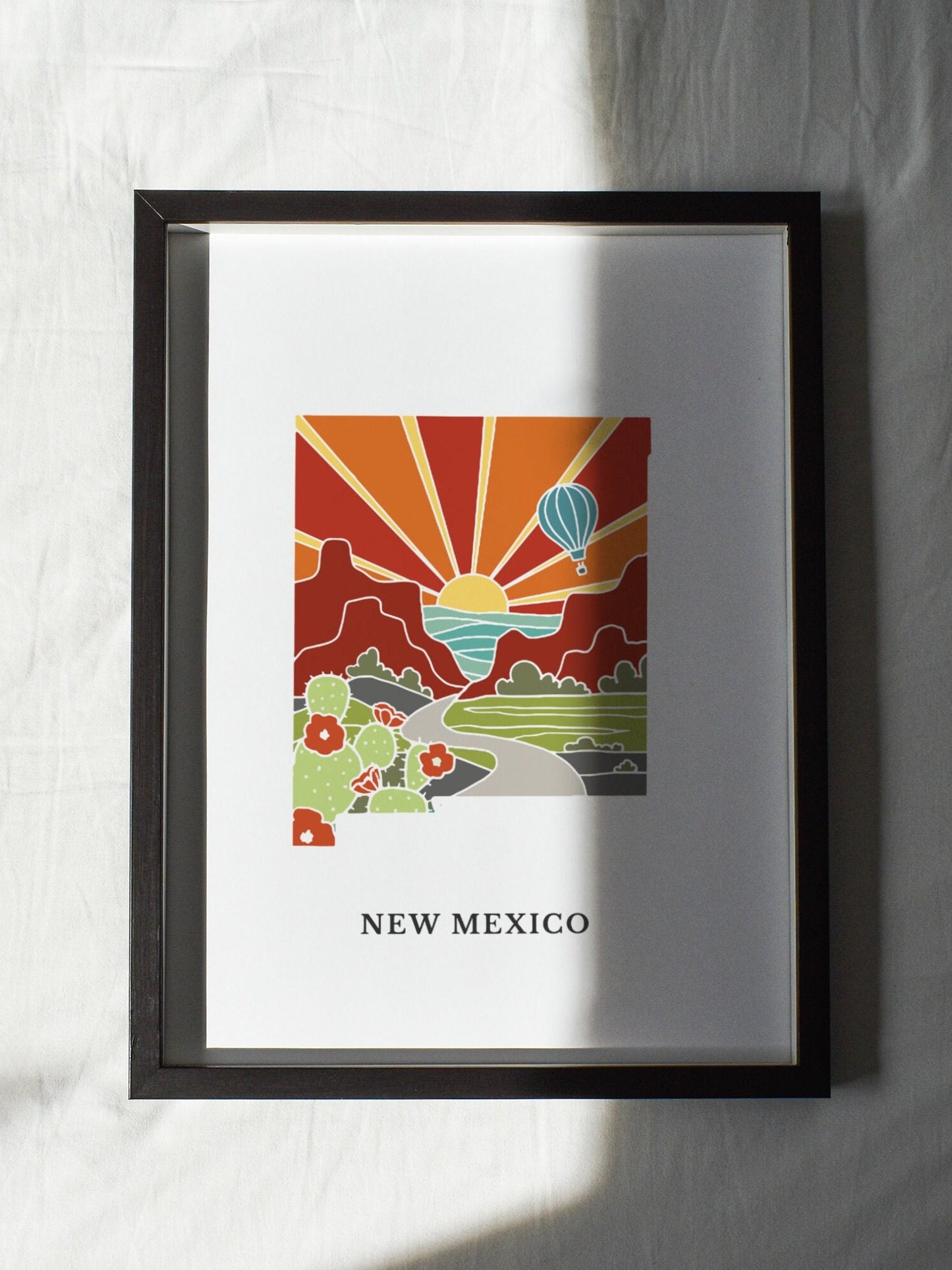 New Mexico Art Print | State Wall Art | 5x7, 8x10, 11x14, 16x20 Archival Art Print | New Mexico Outline Poster | New Mexico Illustration