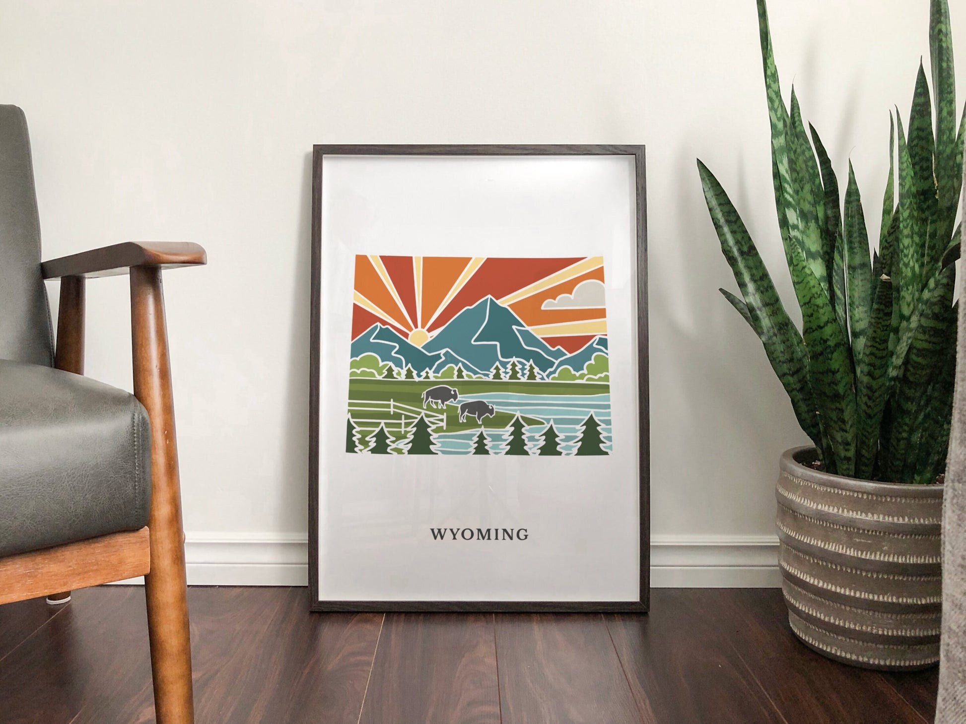 Wyoming Physical Art Print | State Wall Art | 5x7, 8x10, 11x14, 16x20 Archival Art Print | Wyoming Illustrated Poster