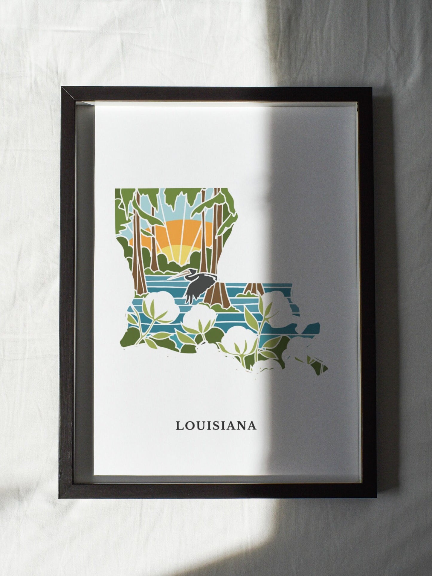 Louisiana Physical Art Print | State Wall Art | 5x7, 8x10, 11x14, 16x20 Archival Art Print | Louisiana Illustrated Poster