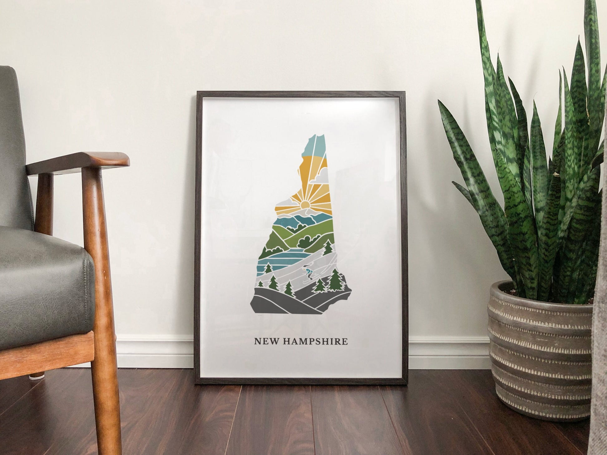 New Hampshire Physical Art Print | State Wall Art | 5x7, 8x10, 11x14, 16x20 Archival Art Print | New Hampshire Illustrated Poster