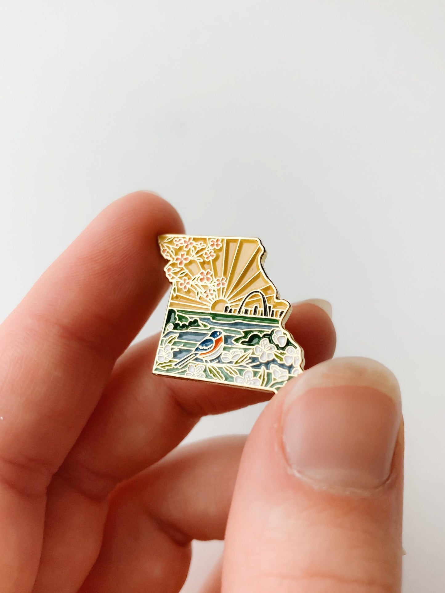 Missouri Enamel Pin | Gold Soft Enamel Pin | Illustrated United States Pin | Butterfly Clasp | 1.25"