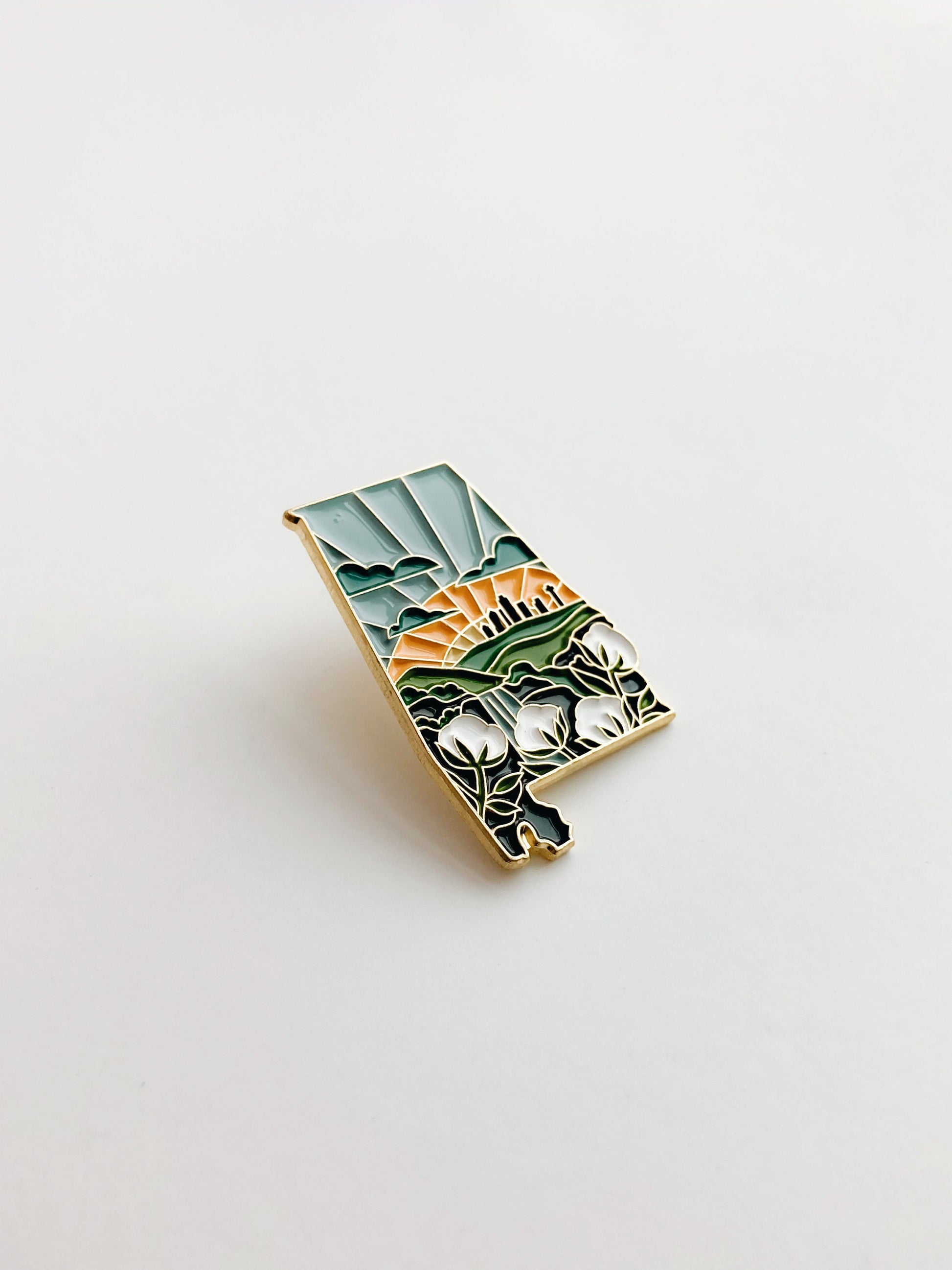 Alabama Enamel Pin | Gold Soft Enamel Pin | Illustrated United States Pin | Butterfly Clasp | 1.25"