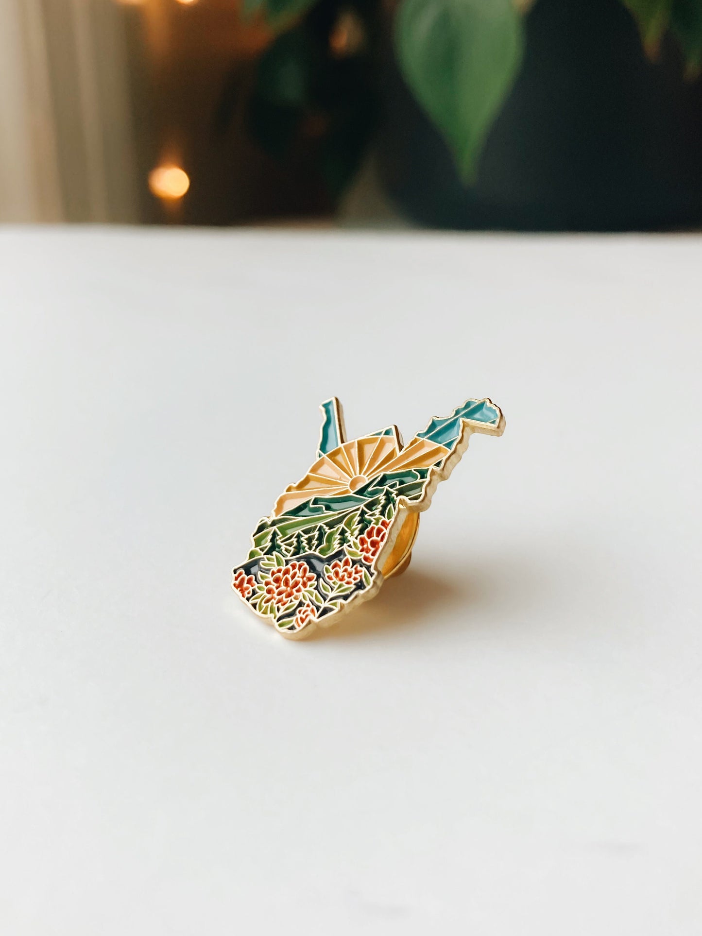 West Virginia Enamel Pin | Gold Soft Enamel Pin | Illustrated United States Pin | Butterfly Clasp | 1.25"
