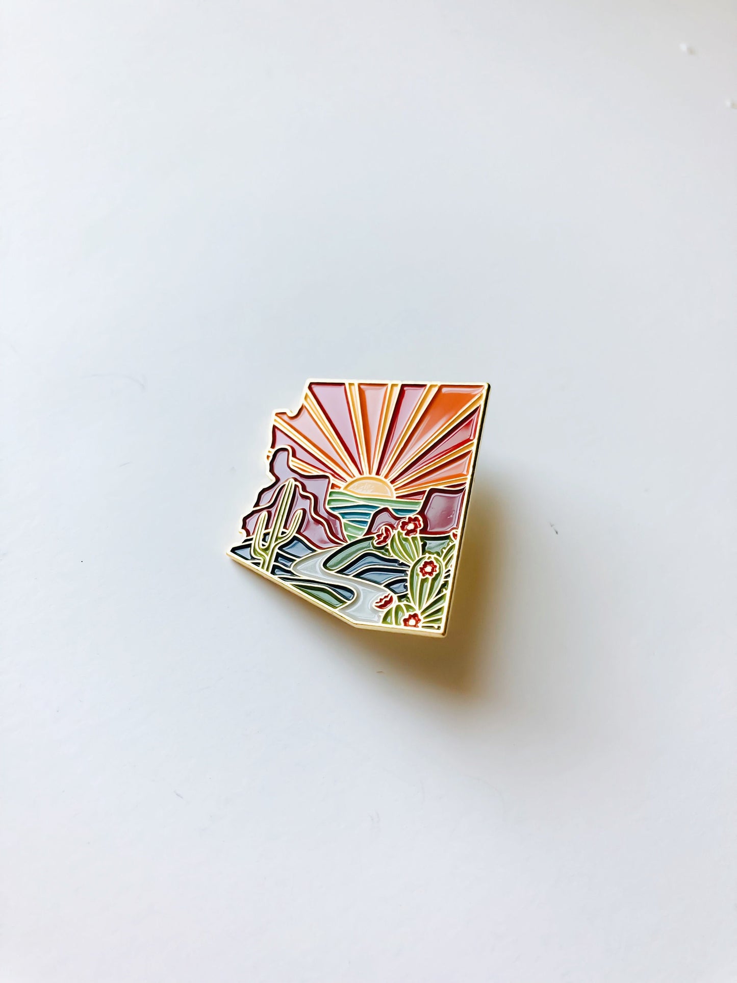 Arizona Enamel Pin | Gold Soft Enamel Pin | Illustrated United State Pin | Butterfly Clasp | 1.5"