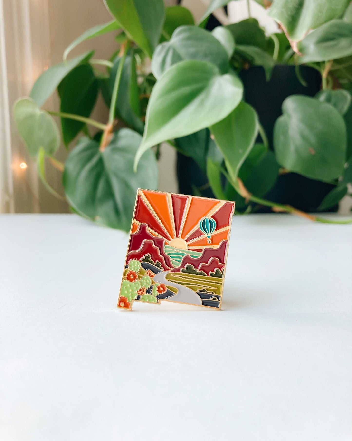 New Mexico Enamel Pin | Gold Soft Enamel Pin | Illustrated United State Pin | Butterfly Clasp | 1.25"
