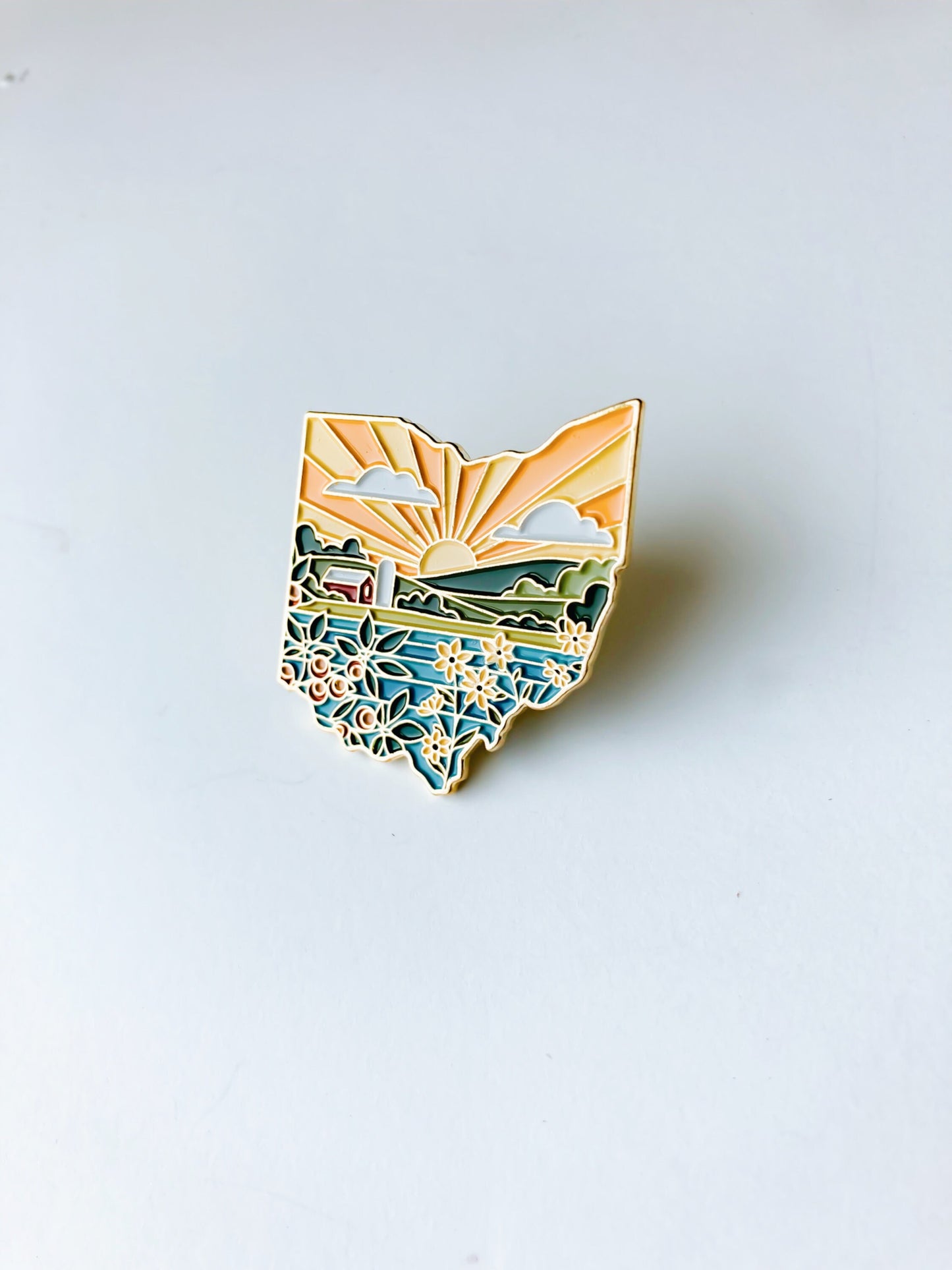 Ohio Enamel Pin | Gold Soft Enamel Pin | Illustrated United State Pin | Butterfly Clasp | 1.25"