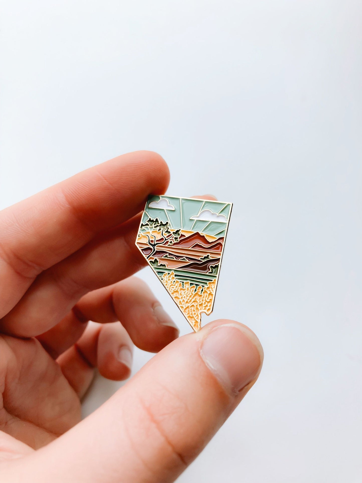 Nevada Enamel Pin | Gold Soft Enamel Pin | Illustrated United State Pin | Butterfly Clasp | 1.25"