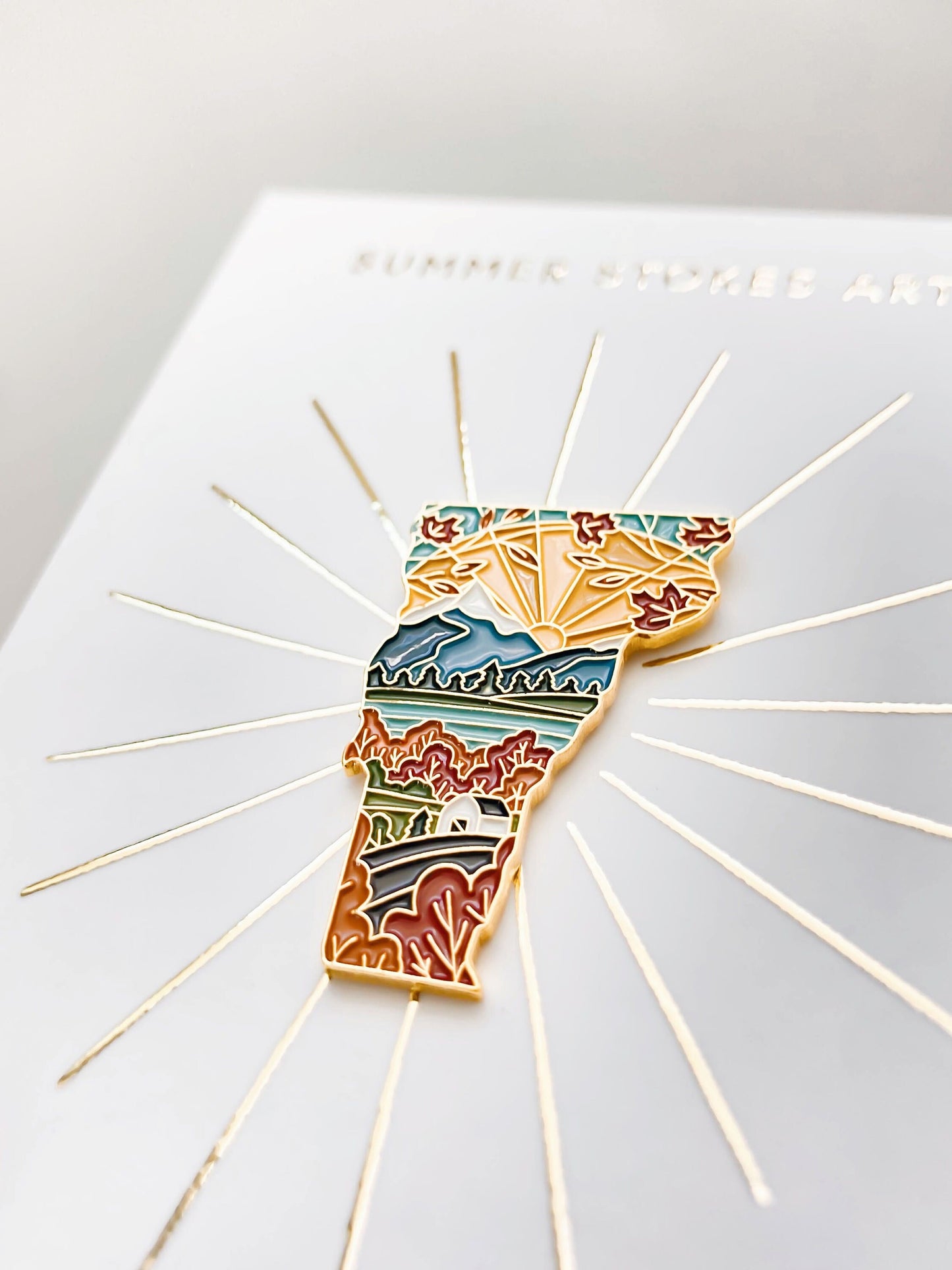 Gold Vermont Enamel Pin | Vermont Outline Pin | Illustrated State Pin | Butterfly Clasp | 1"