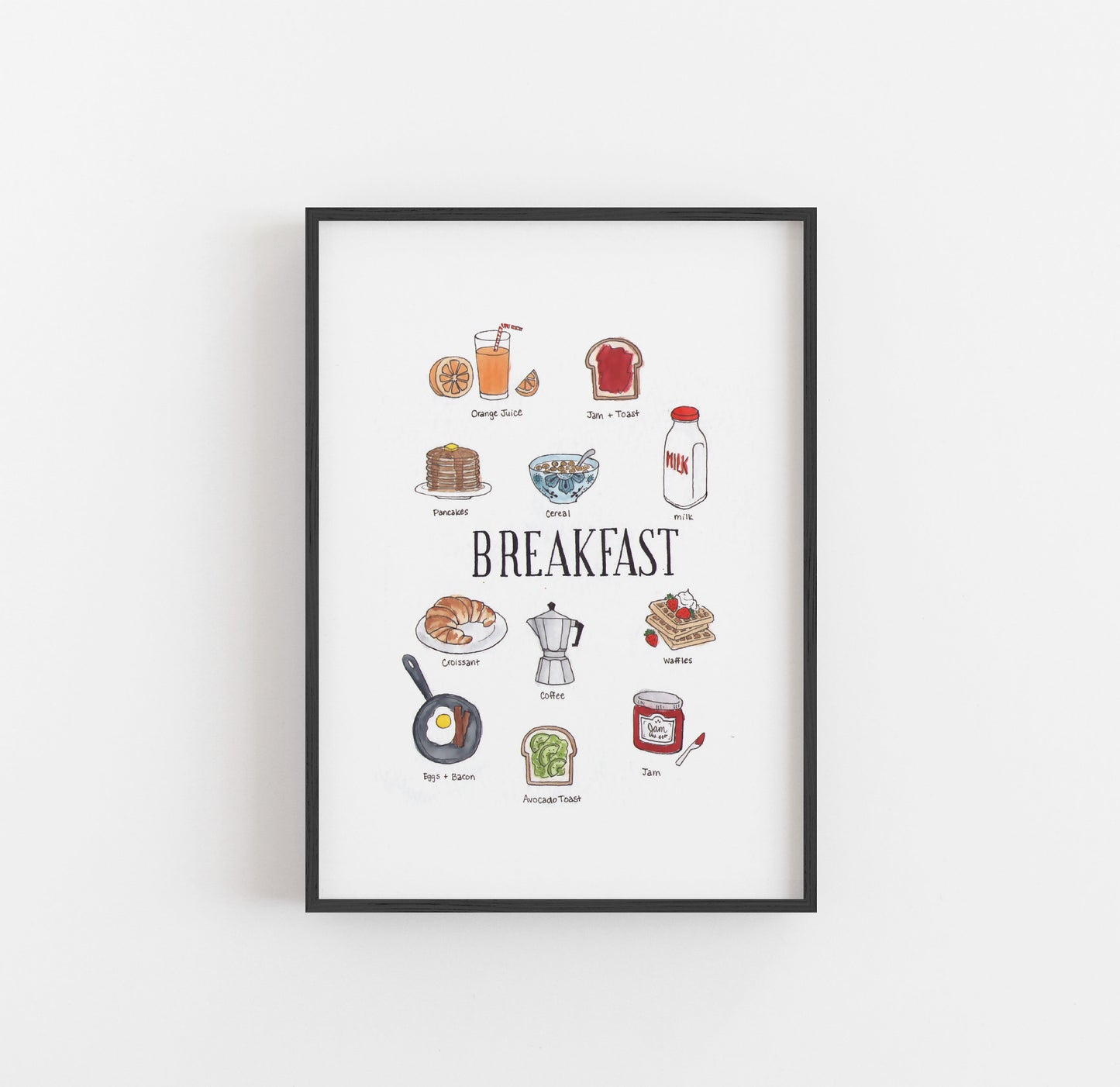 Breakfast Print | Watercolor Illustration Art Print | Food Art | Breakfast Painting | Kitchen Decor