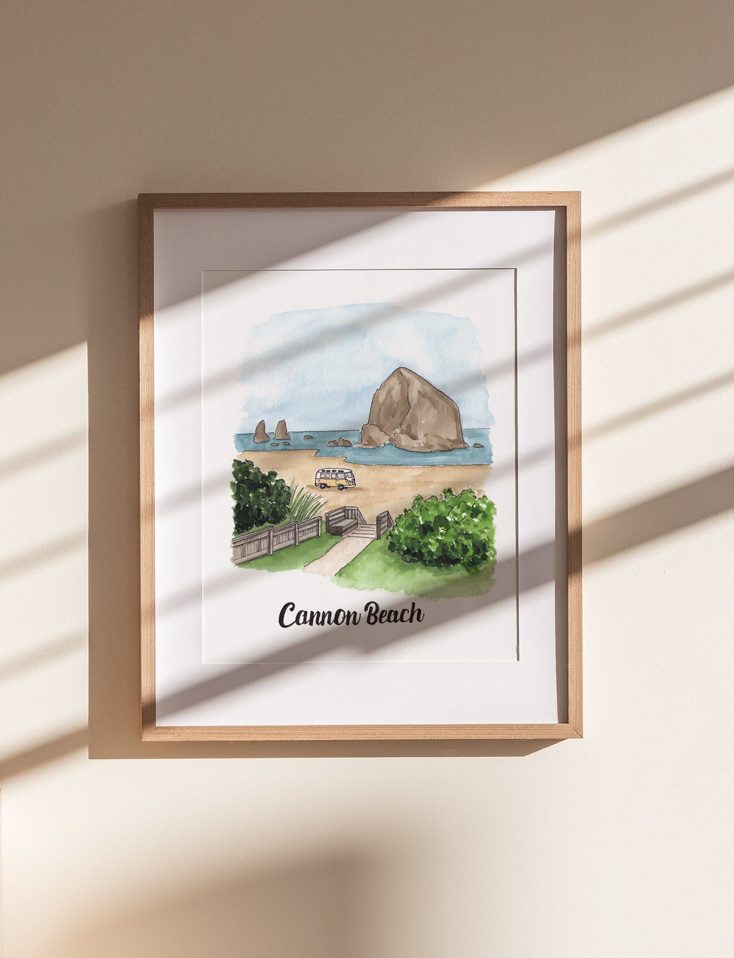 Cannon Beach Print | Watercolor Illustration Art Print | Oregon Coast Painting