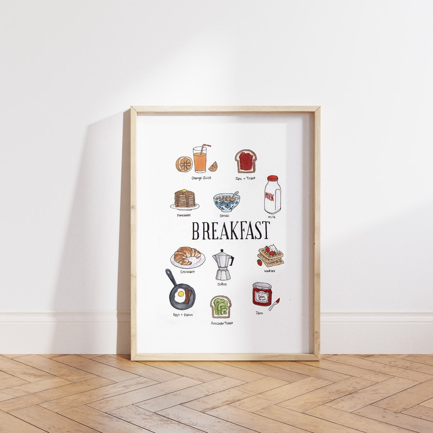 Breakfast Print | Watercolor Illustration Art Print | Food Art | Breakfast Painting | Kitchen Decor