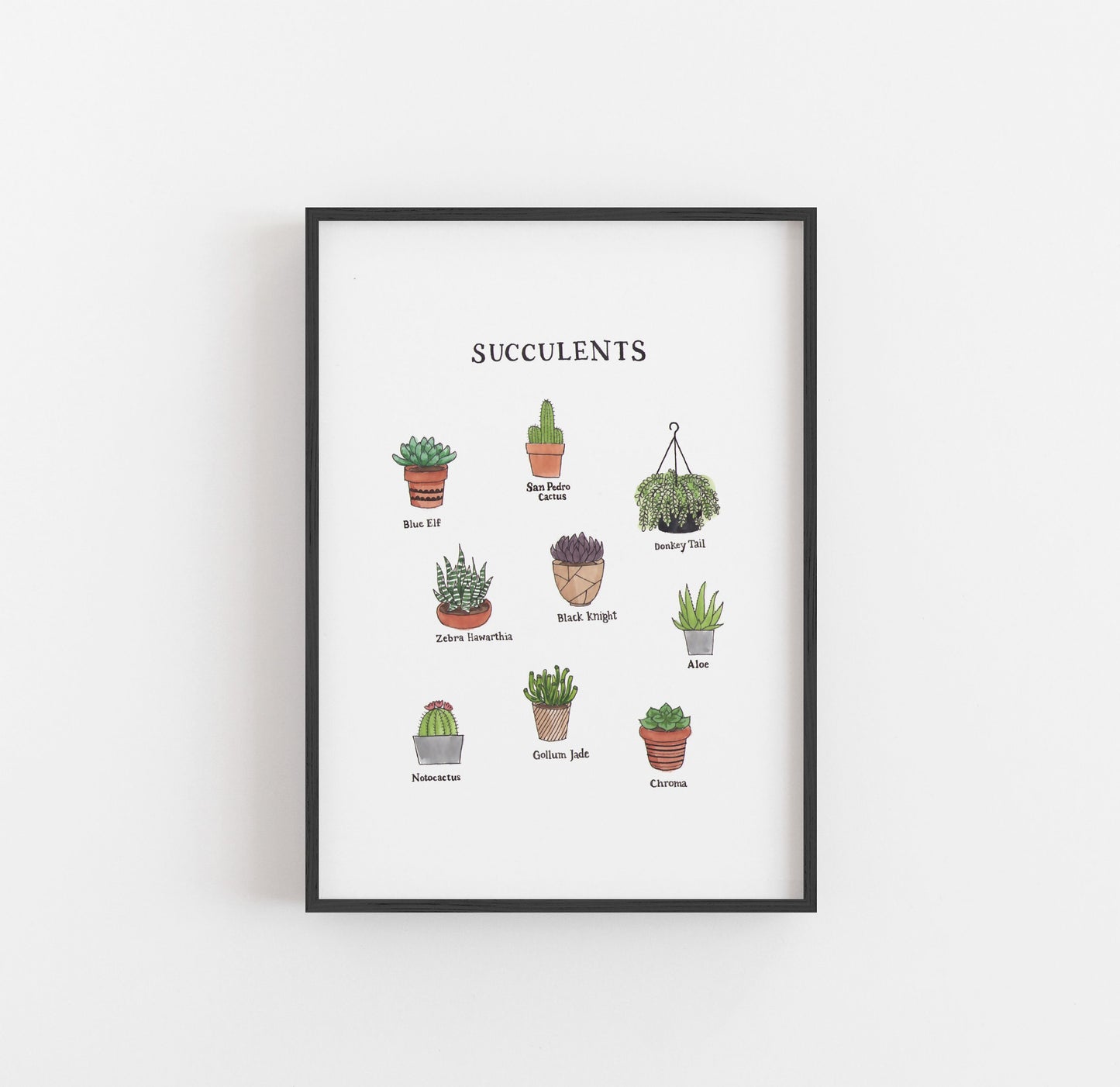 Succulent Print | Watercolor Illustration | Wall Art | 8x10" 5x7" Archival Art Print | Plant Lover Gift
