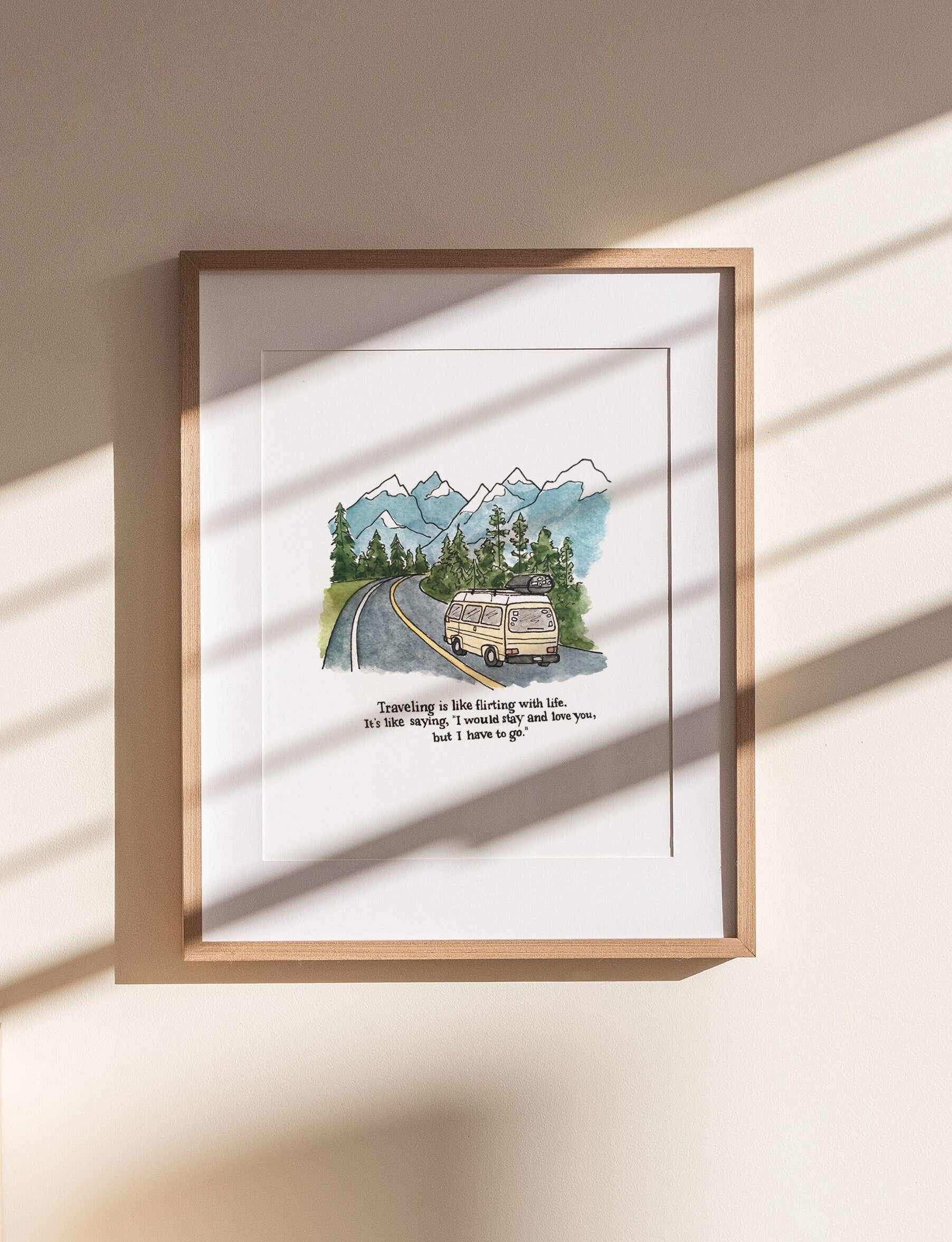 Travel Van Print | Watercolor Illustration Art Print | Travel Gift | Wanderlust | Van Travel Painting